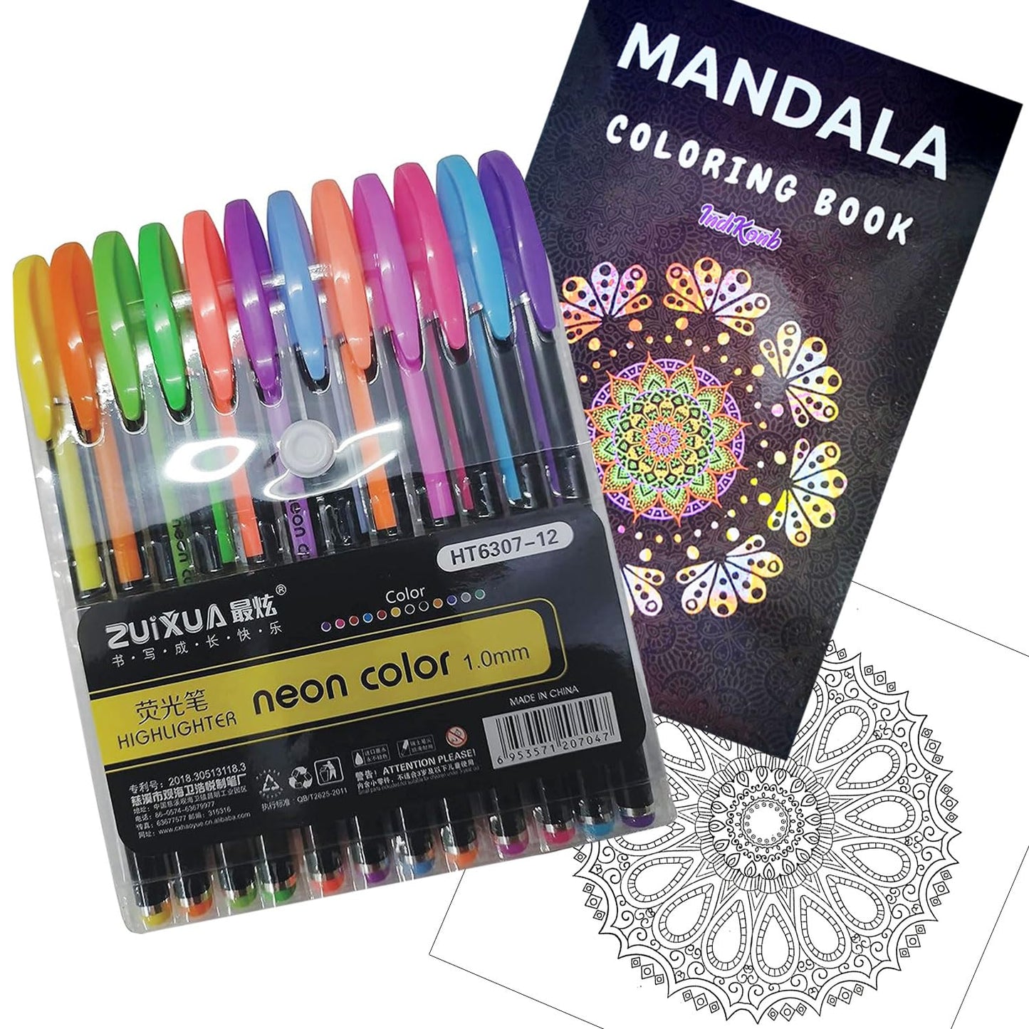 12 pcs neon pens and multicolour 1.0mm and 1.0 mm Lippan art glass pieces support Lippan art, mandala craft and mirror work with a clean decorative finish.