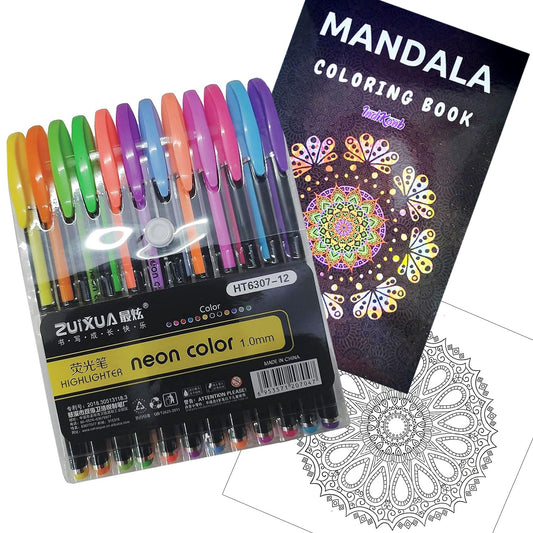 12 pcs neon pens and multicolour 1.0mm and 1.0 mm Lippan art glass pieces support Lippan art, mandala craft and mirror work with a clean decorative finish.