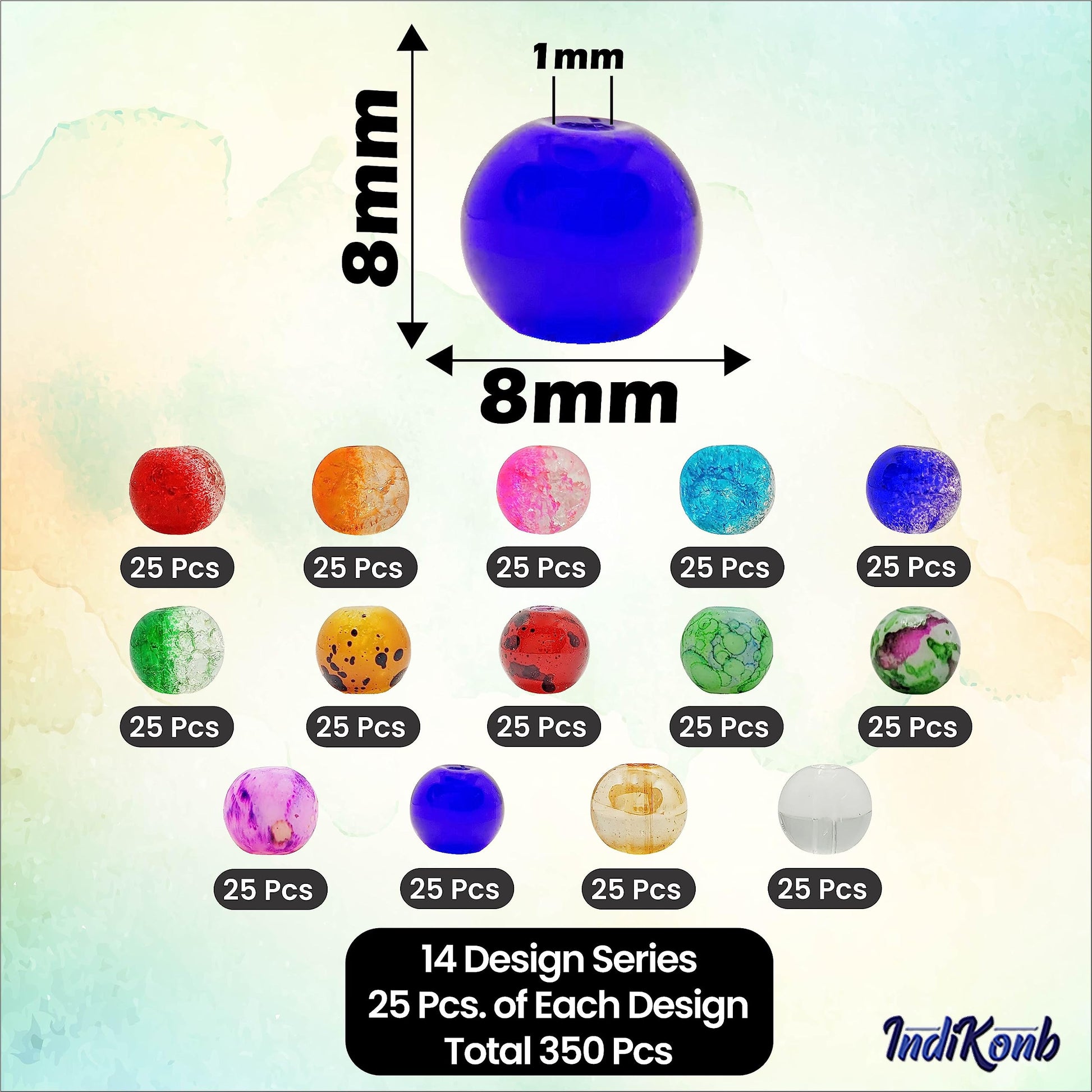 A refined detail for necklace making and DIY jewellery projects, multicolour - fancy and clear 8mm and 8 mm beads add a handmade beadwork accent to handmade projects.