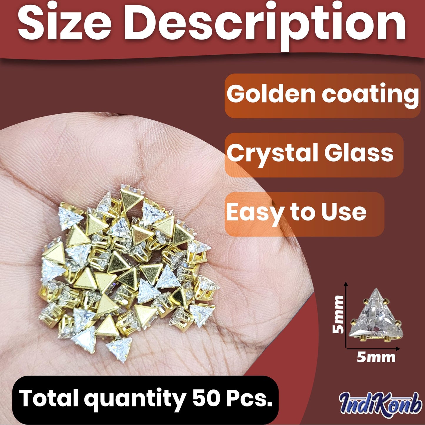 To add a decorative flatback shine to, place triangle 5x5x5 and gold rhinestone and stone rhinestones and flatback stones into Lippan art and fabric decoration.