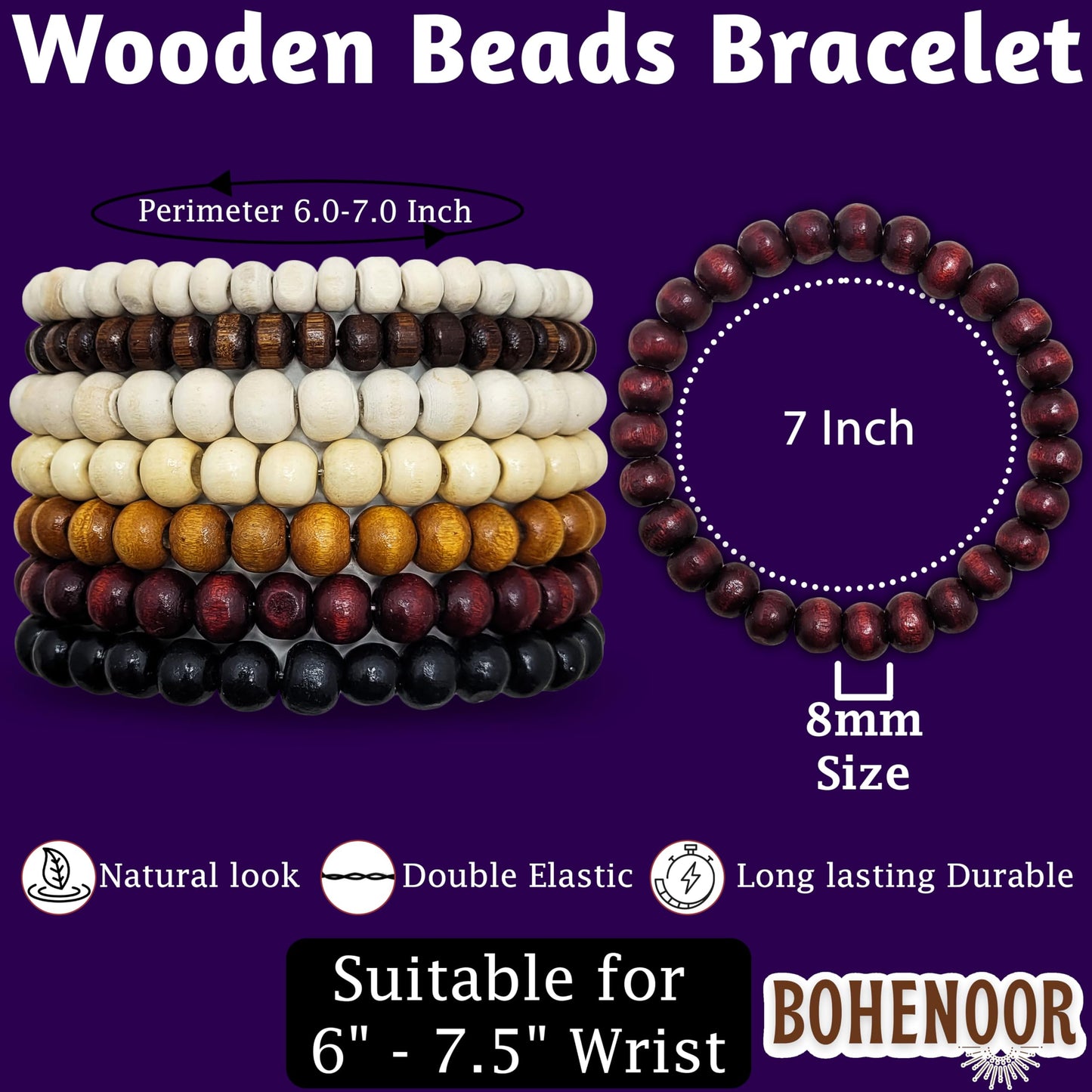 Multicolour wood and wooden bracelet helps add a neat decorative finish to gifting, festive outfits and decorative craft finishing with wooden detail.
