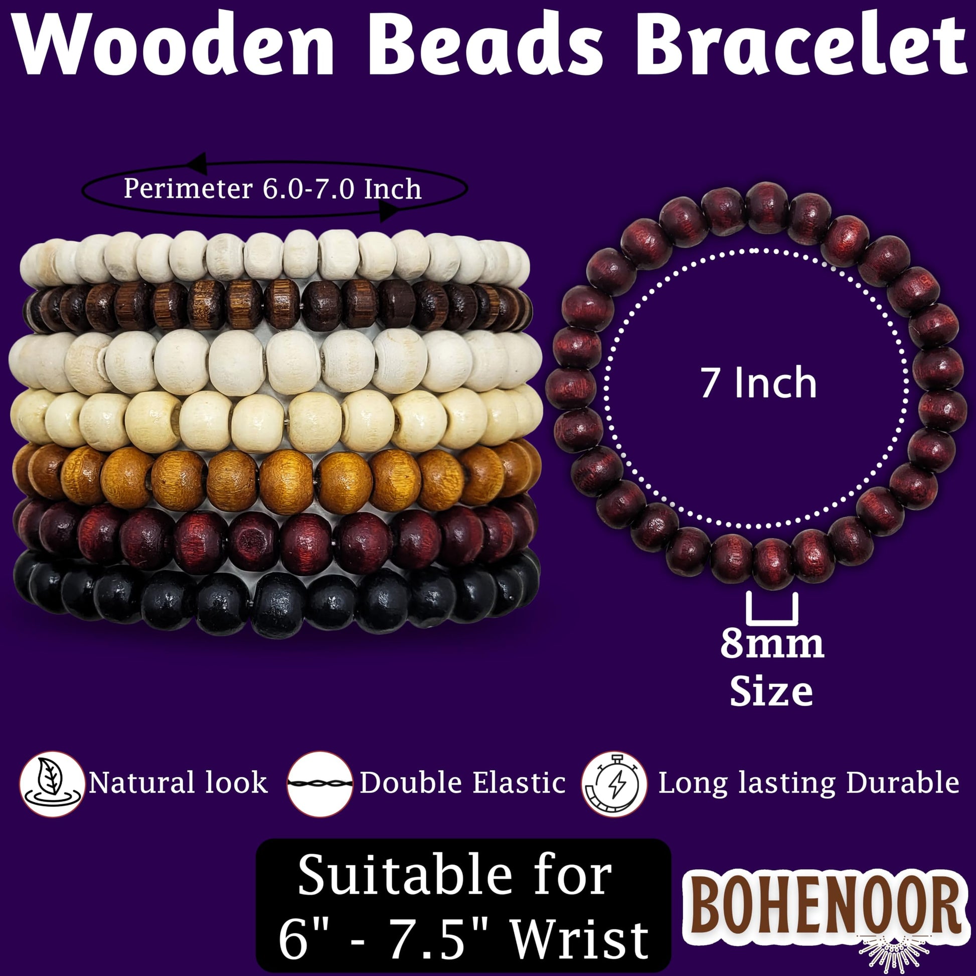 Multicolour wood and wooden bracelet helps add a neat decorative finish to gifting, festive outfits and decorative craft finishing with wooden detail.