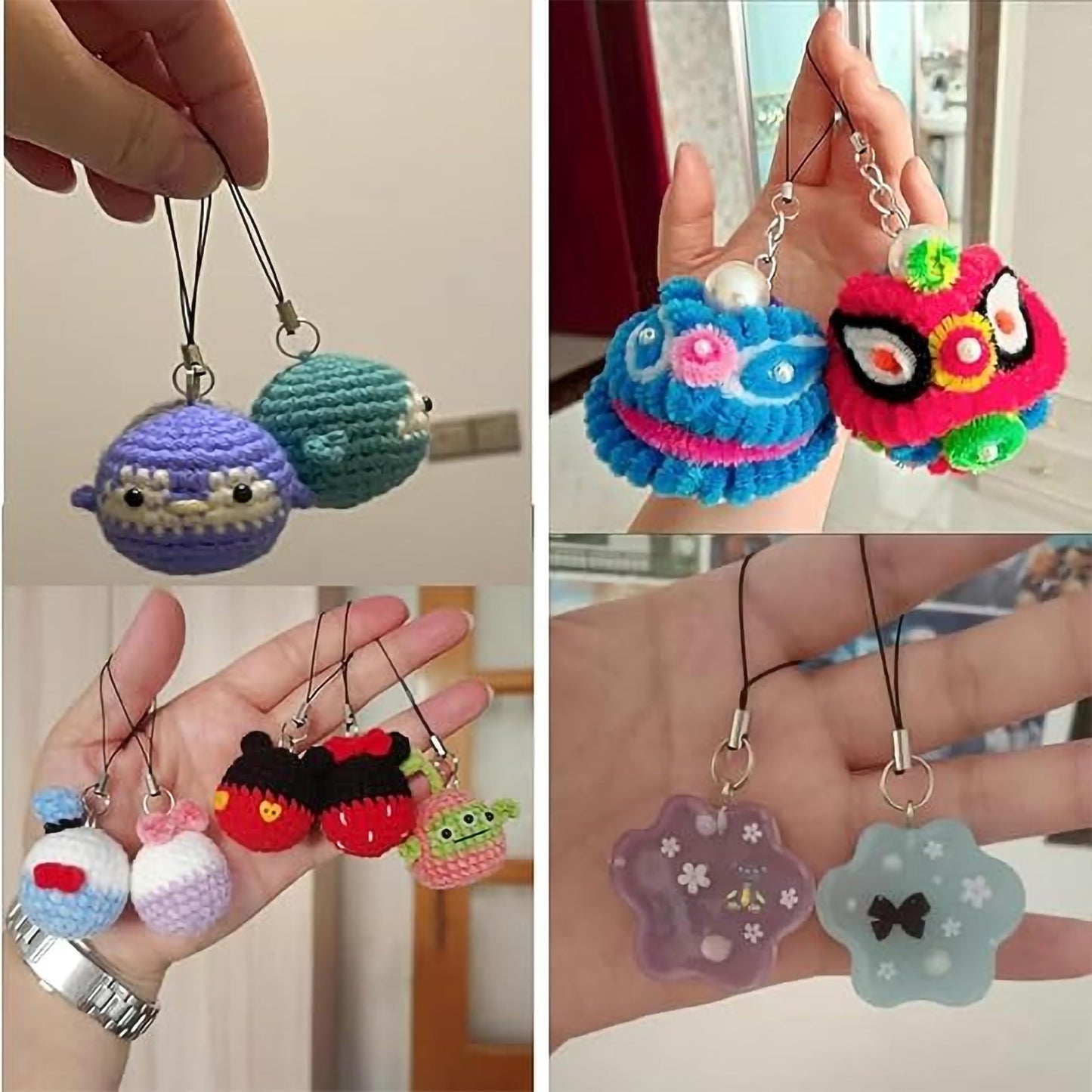 Create cute mobile charms using strap supplies for bags, key tags and DIY gifts.