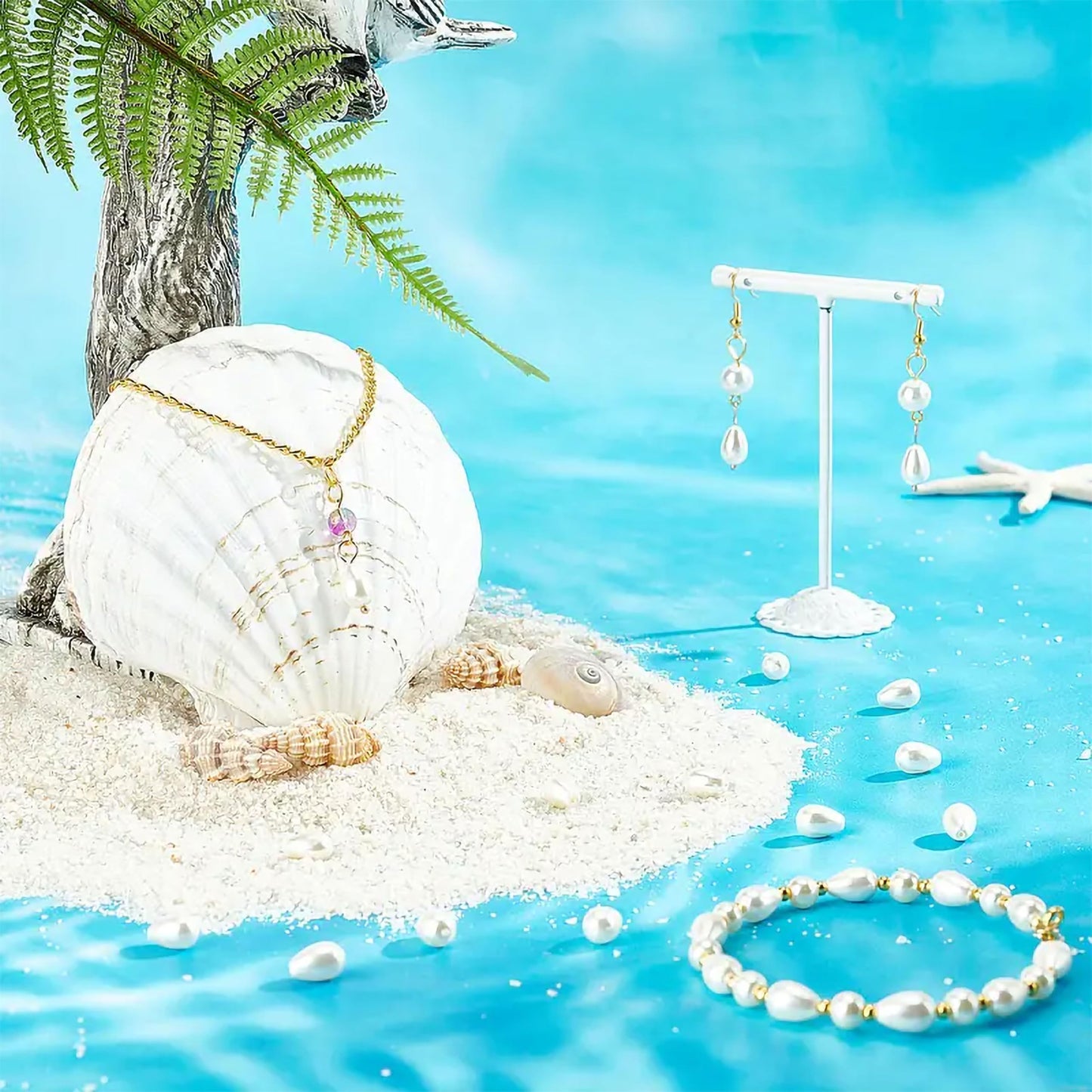 The handmade beadwork accent to handmade projects of offwhite 8x11mm and 90 gm beads supports necklace making and DIY jewellery projects.