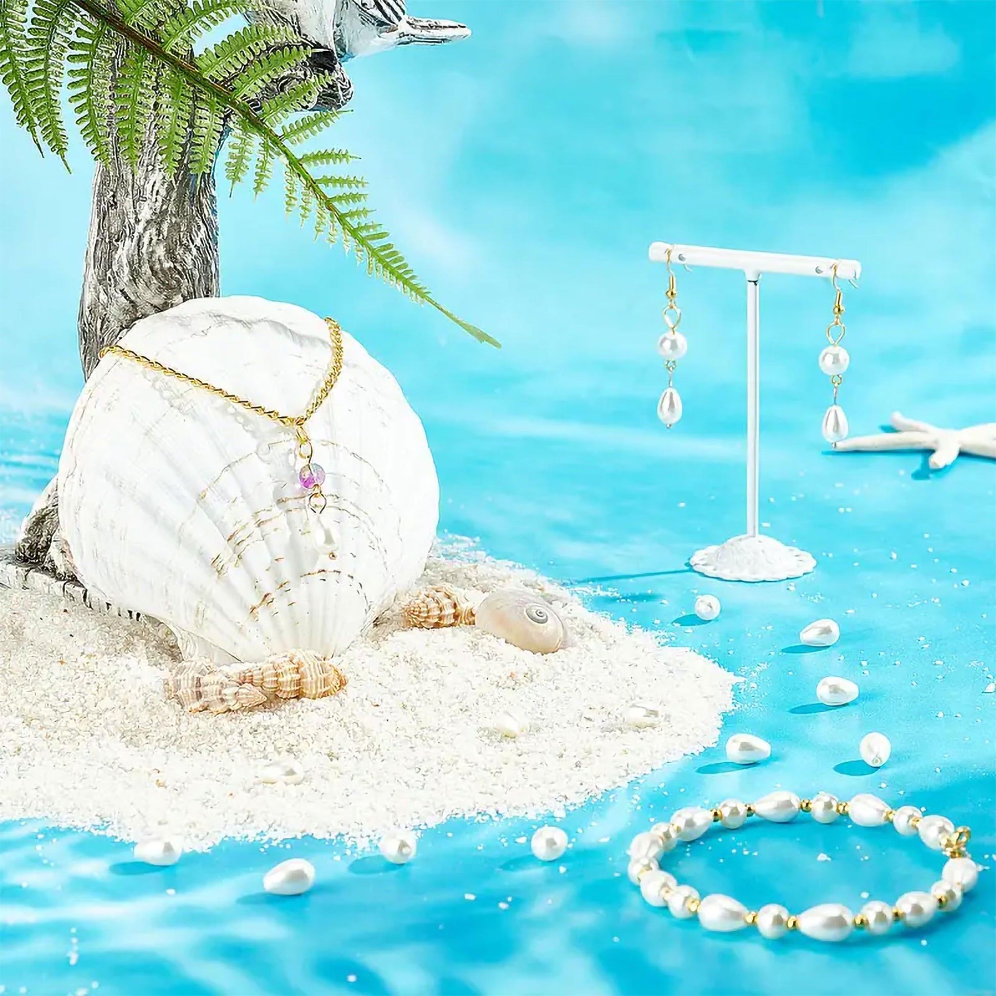 The handmade beadwork accent to handmade projects of offwhite 8x11mm and 90 gm beads supports necklace making and DIY jewellery projects.