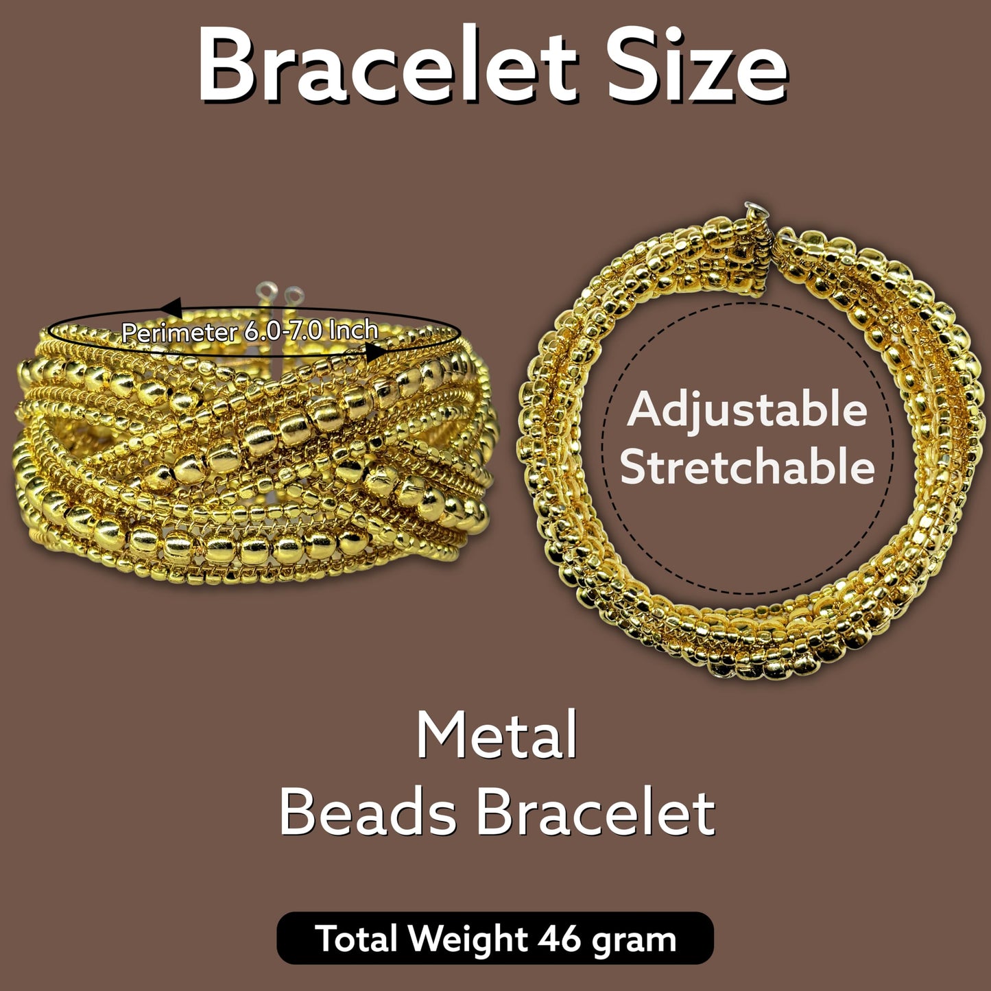 Gold Plated Cuff Bracelet for Women, Kada, Multilayer Chunky image 5