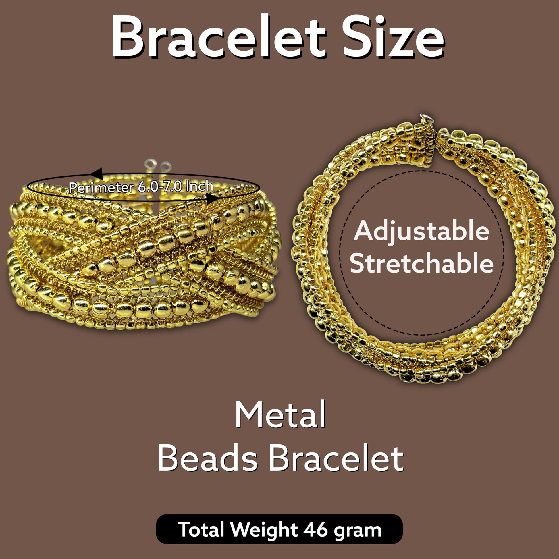 Gold Plated Cuff Bracelet for Women, Kada, Multilayer Chunky image 5