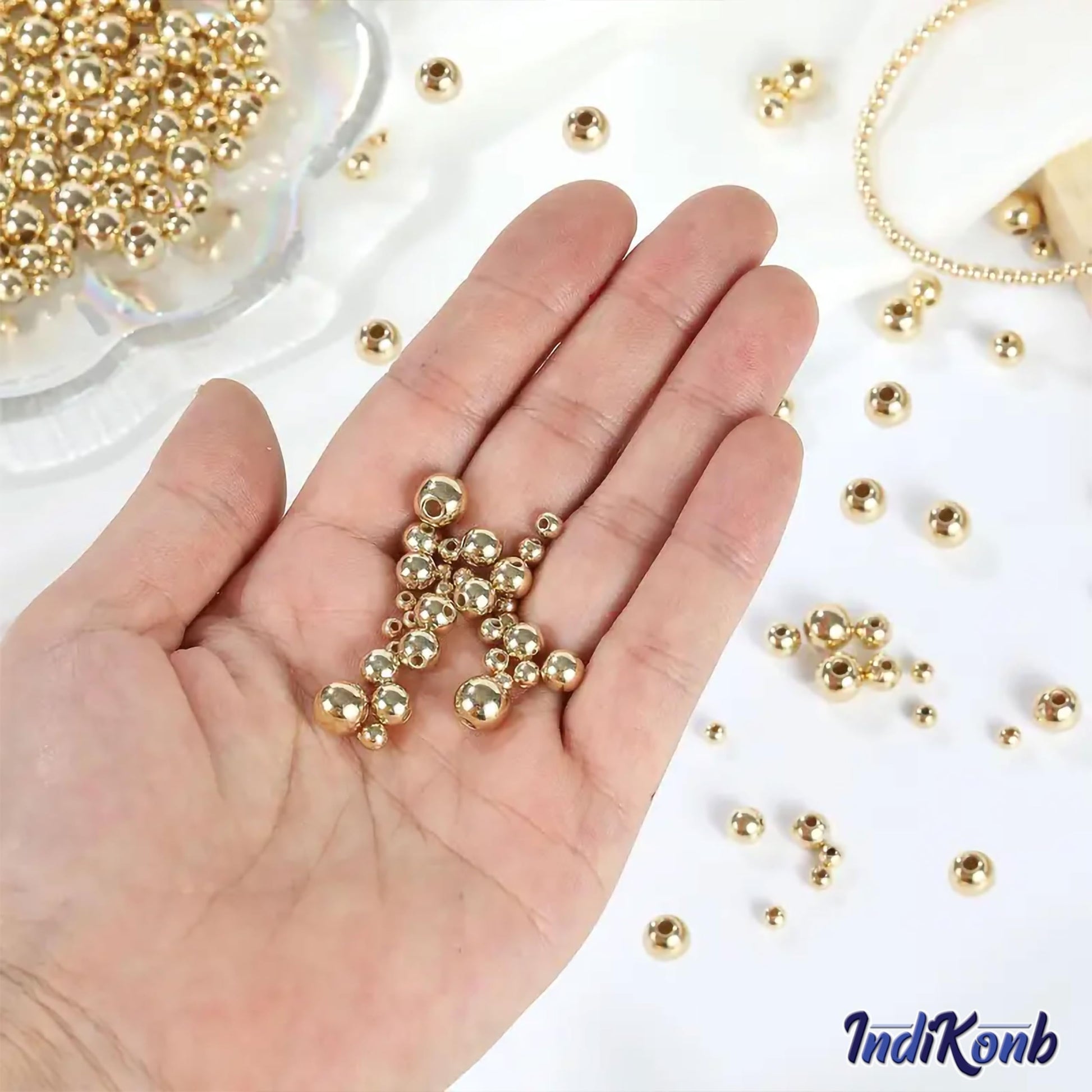 2500 Pcs Gold Color Beads for Jewelry Making Earring. Packaging and contents image showing the full set for craft use.