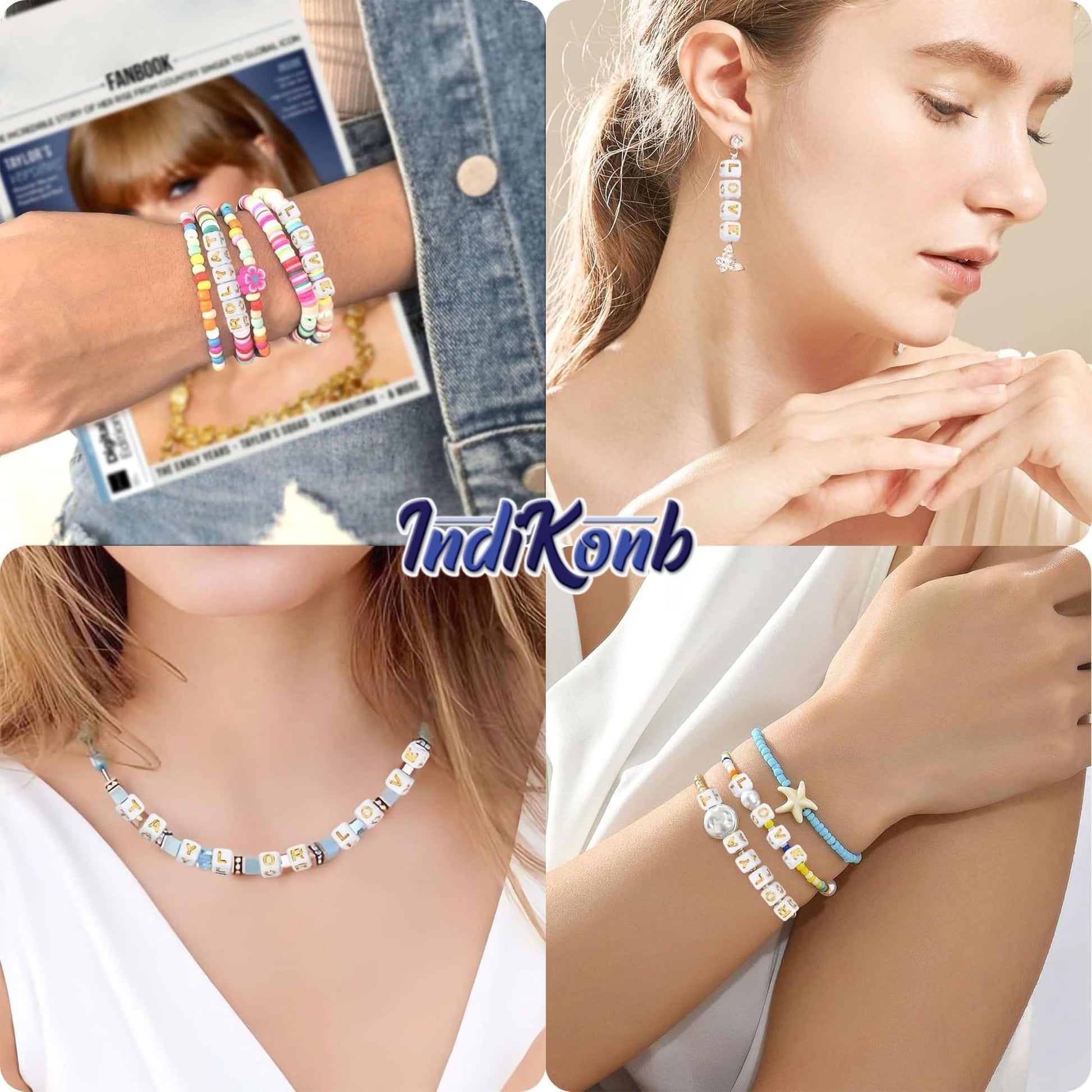 Neat craft texture, useful in handmade accessories and bracelet making makes gold white 6 mm and 6mm beads stand out in beading craft.