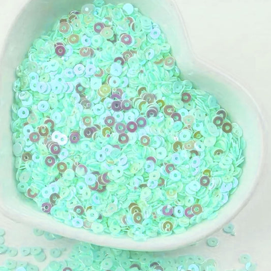 Sparkling look comes through clearly in aqua 4mm sequins round shape 4mm sitara sequins with holes for Embroidery for embroidery, craft decoration and fabric embellishment.