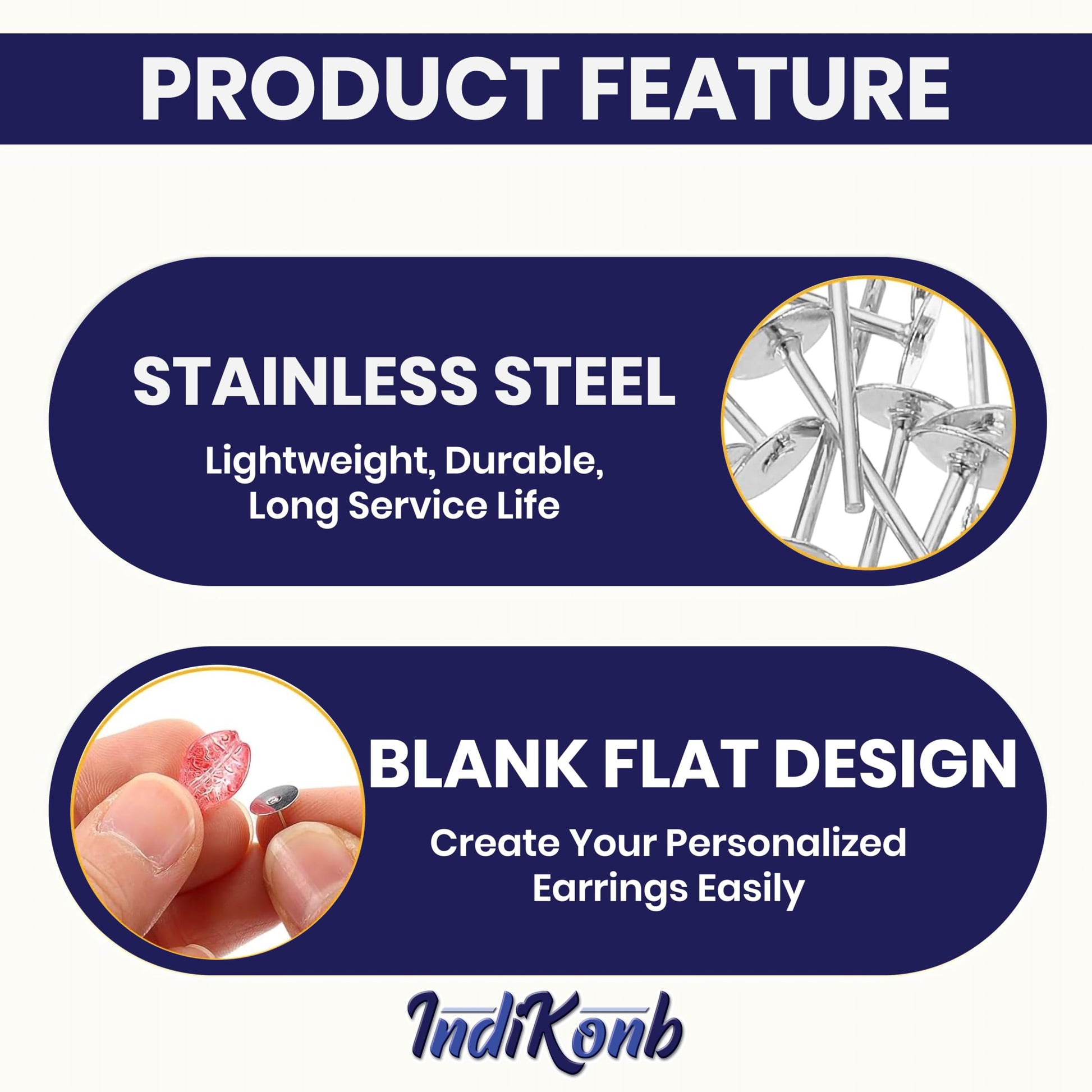 Silver Earring Posts and Backs Kit Stainless Steel. Alternate angle image showing product appearance and use.