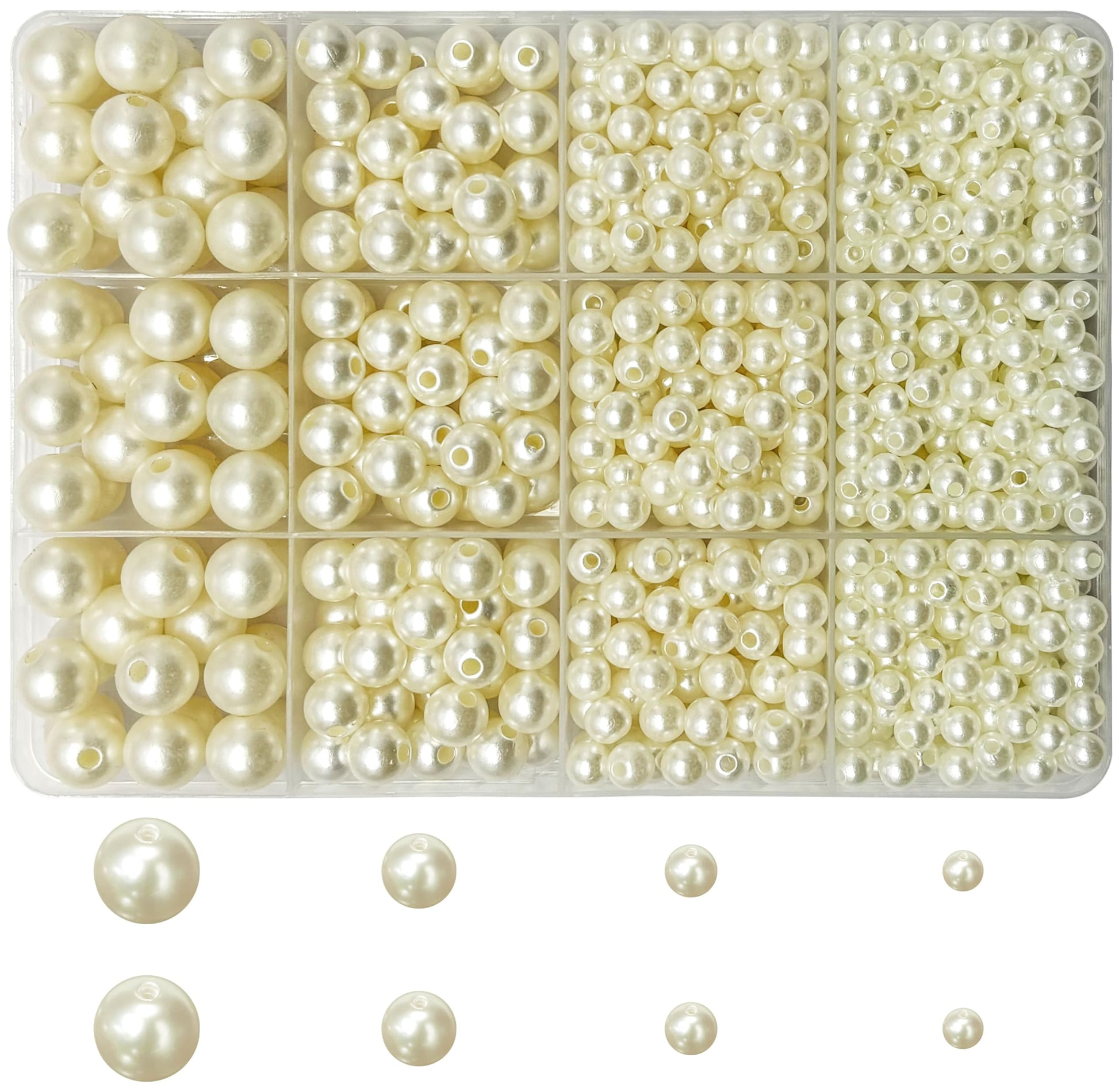 White Pearl Beads Set 5mm 6mm 8mm 10mm for Jewellery Making product image