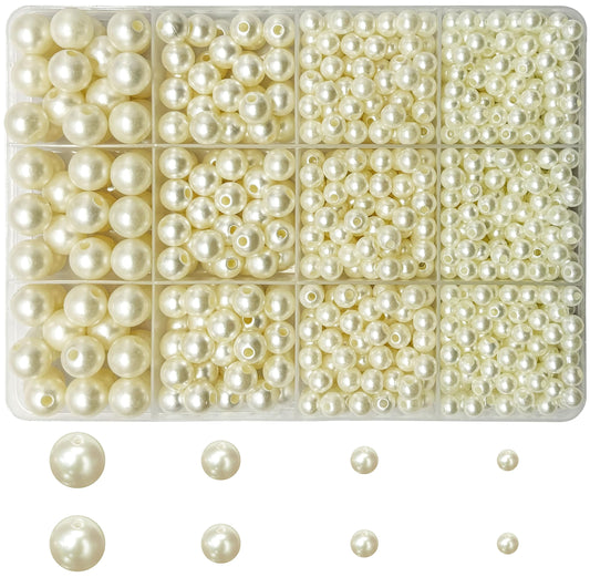 White Pearl Beads Set 5mm 6mm 8mm 10mm for Jewellery Making product image