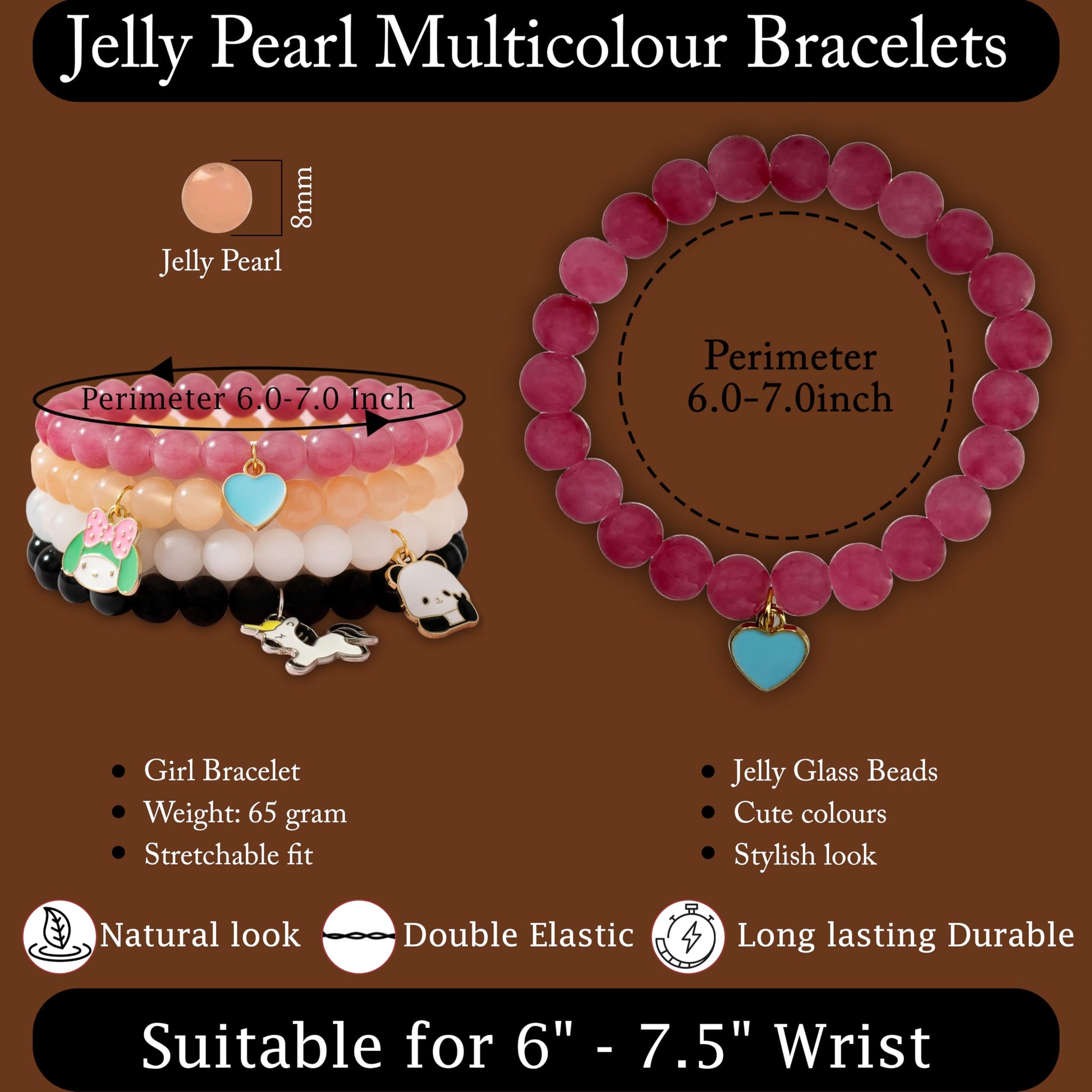 Layer this 4-pack bracelet set for a playful stack-ready wrist look.