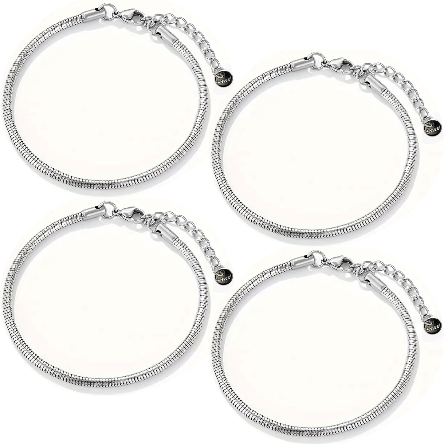 Silver Steel Snake Bracelet Making Cord Chain for Women and Girls Stainless Steel. Main product image showing the bracelet design and overall finish.