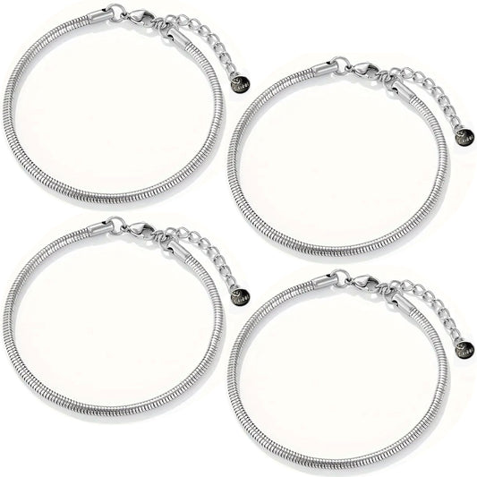 Silver Steel Snake Bracelet Making Cord Chain for Women and Girls Stainless Steel. Main product image showing the bracelet design and overall finish.