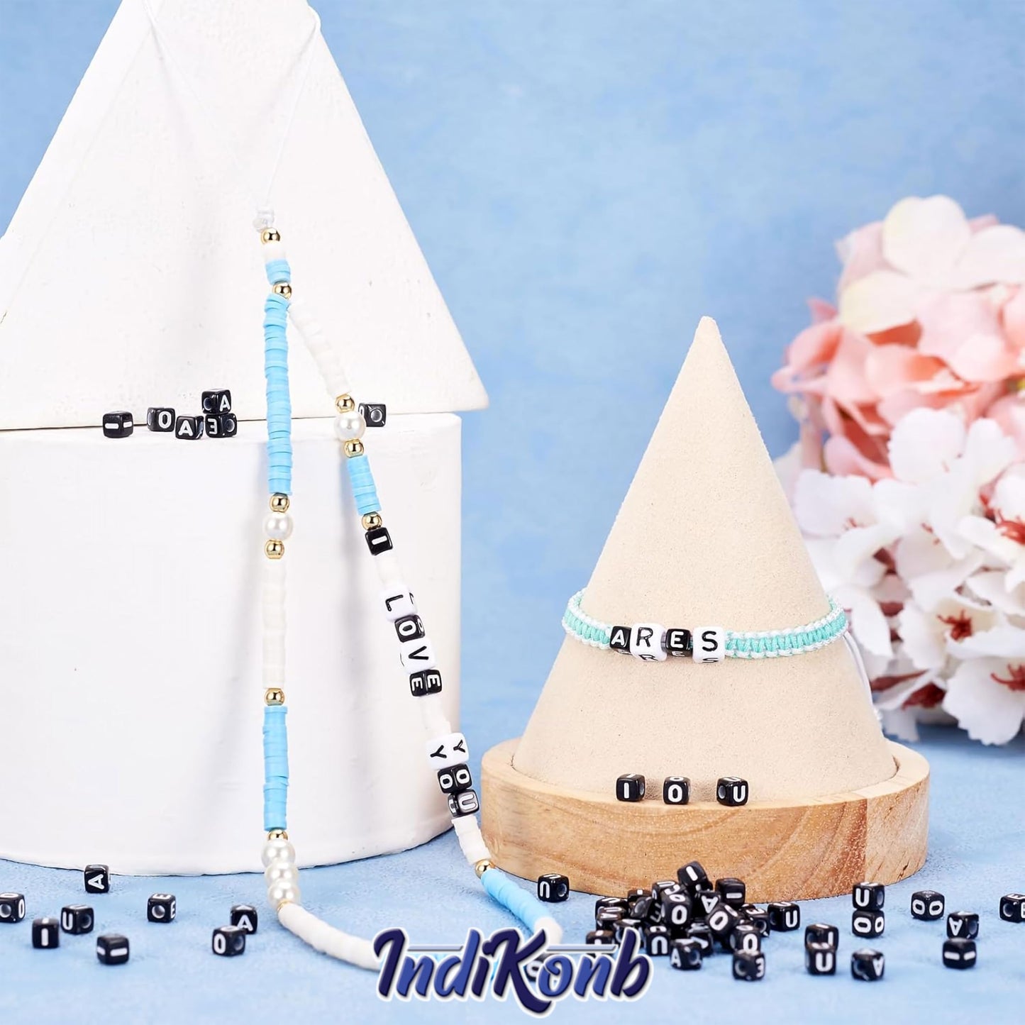 White black 6 mm and 6mm beads are a clean finishing element for beading craft.