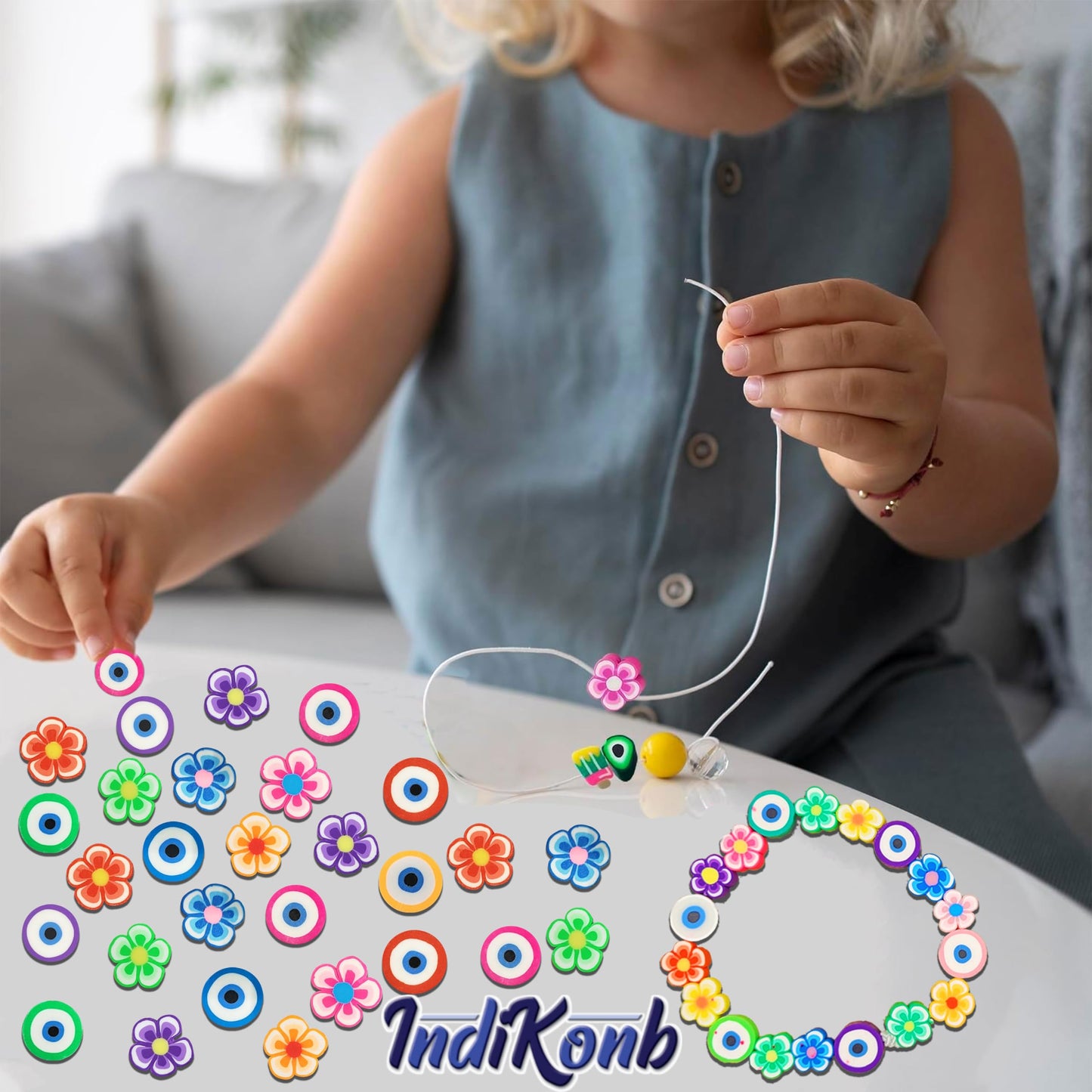 Add projects a neat clean decorative finish into handmade accessories and bracelet making with multicolour acrylic beads.