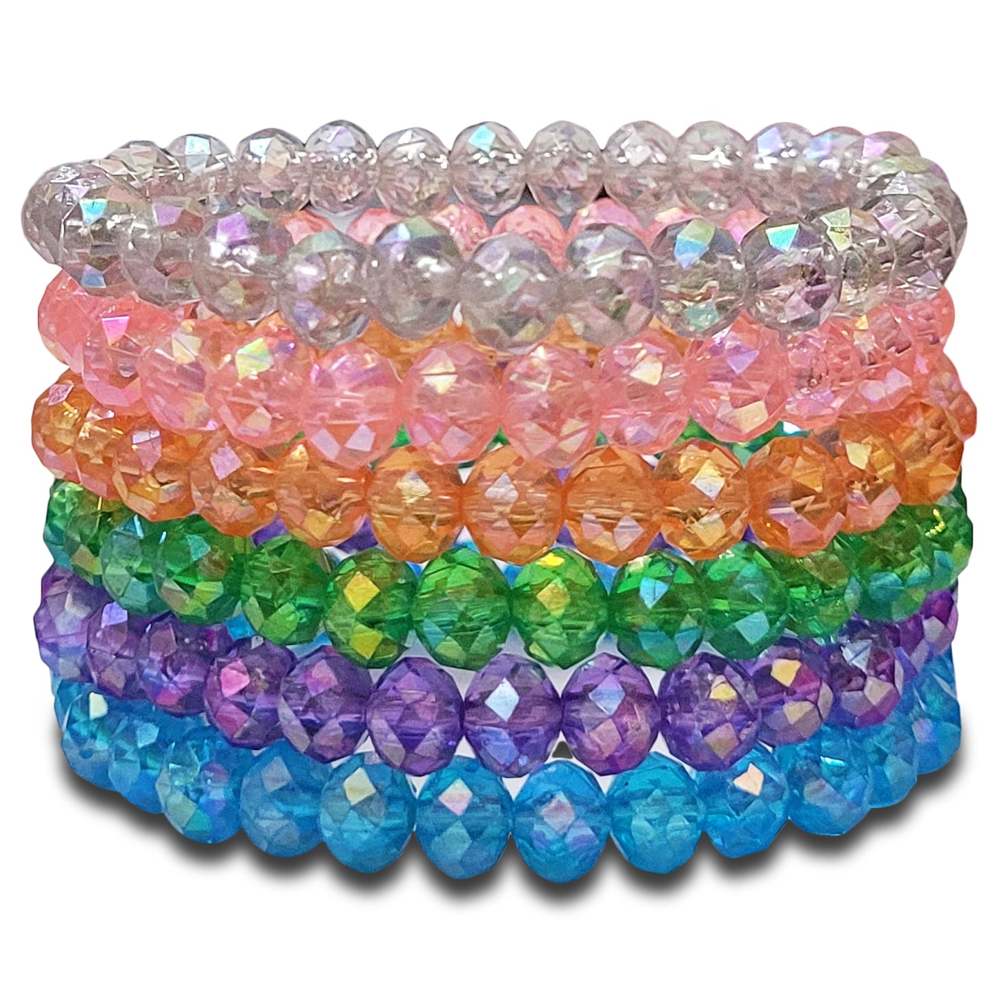 Use multicolour and rainbow glass and elastic bracelet to give everyday styling, party wear and gifting a stylish look.