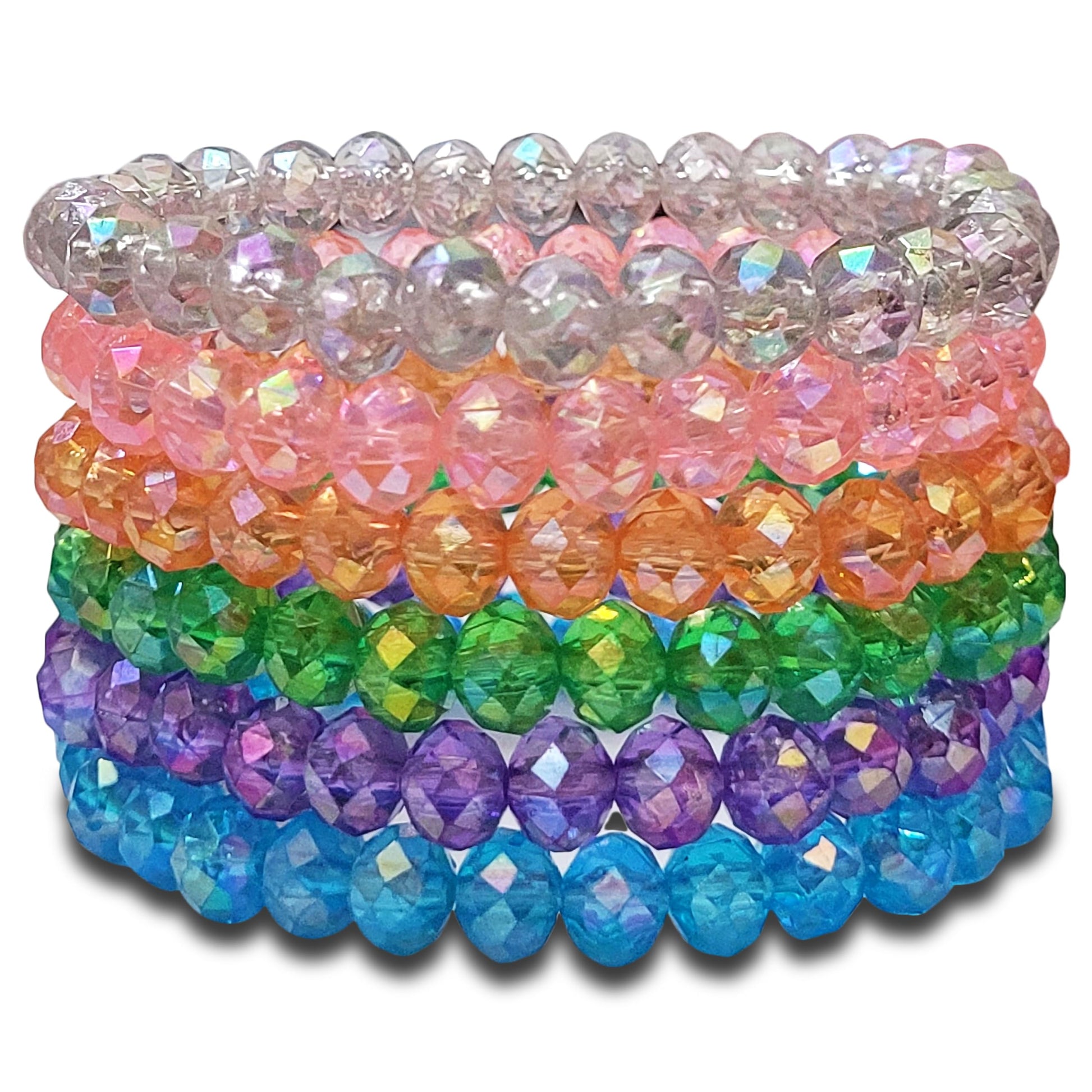 Use multicolour and rainbow glass and elastic bracelet to give everyday styling, party wear and gifting a stylish look.