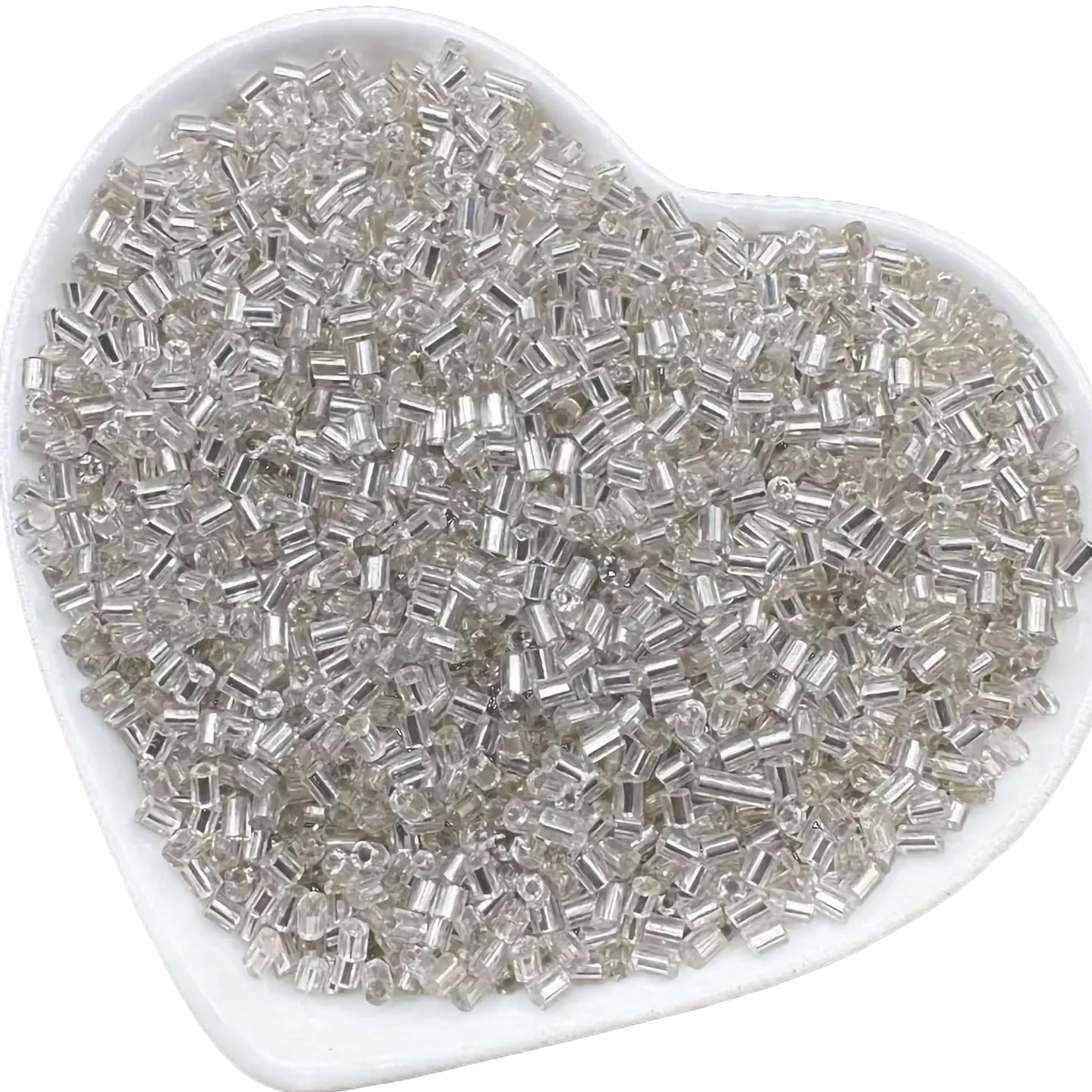 In DIY craft projects, creative hobby work and decorative handmade designs, white and silver 2.5mm small cut cylinder silverline tubes 2.5mm shiny adds depth and neat finishing.