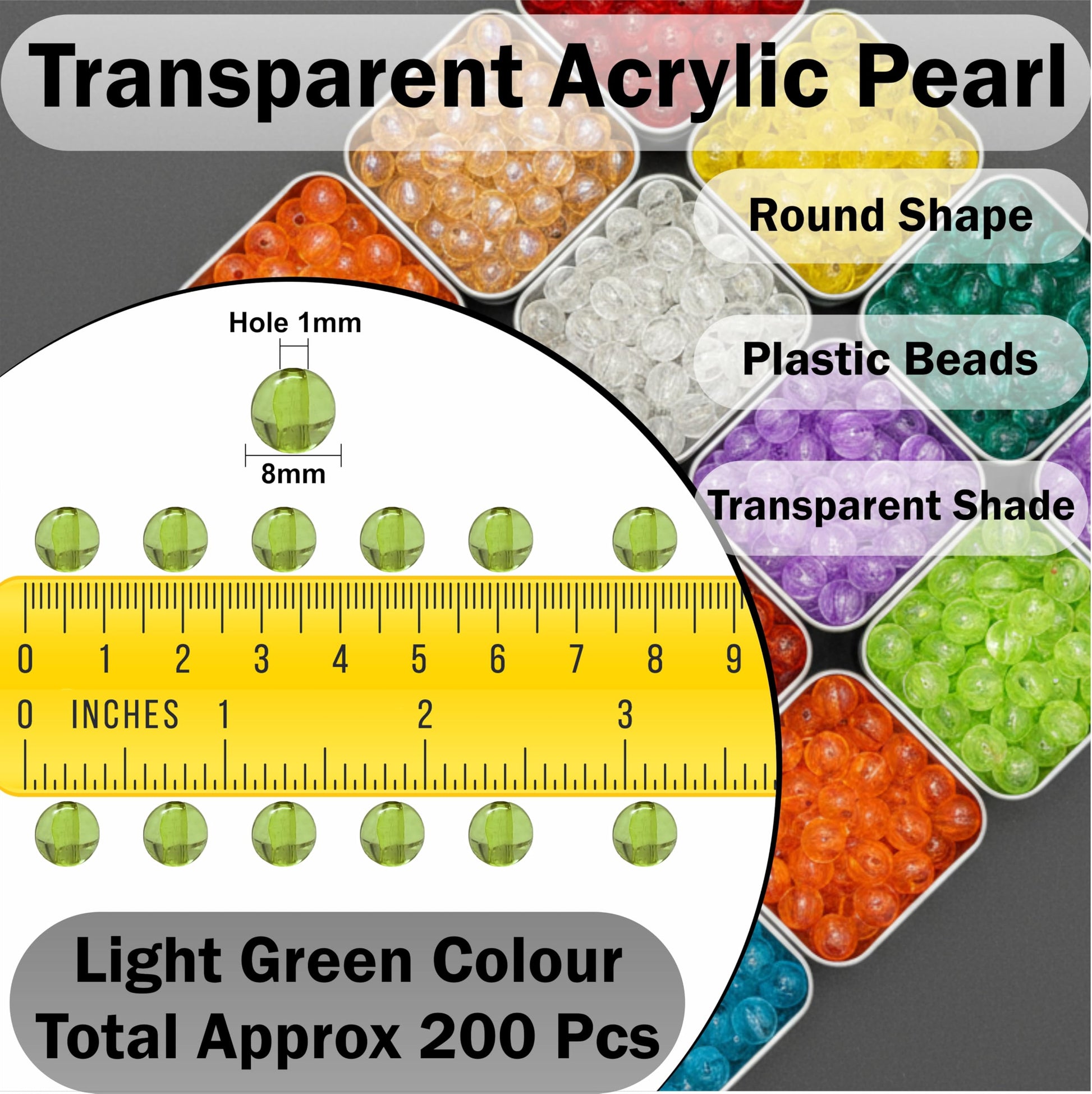 Transparent Rainbow Acrylic Beads for Jewellery Making Light Green image 2