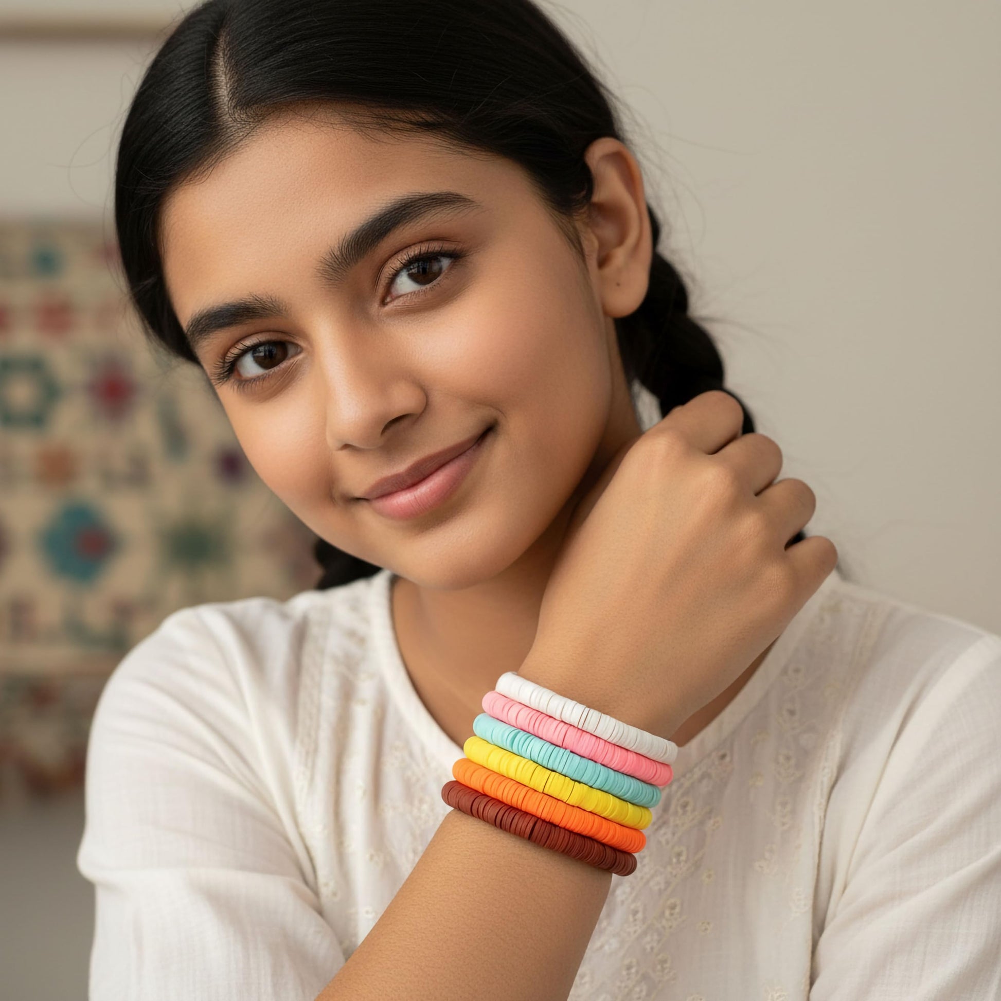 Preppy Heishi Surfer Bracelet Set for Teenage Girls Multicolour 8 Pcs image 2