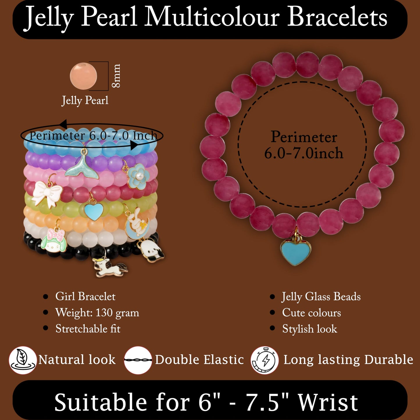 Layer this 8-piece bracelet set for a playful stack-ready wrist look.
