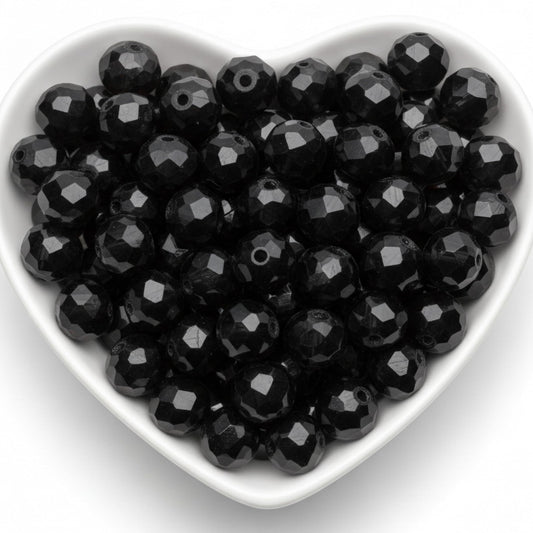 10mm Black Crystal Glass Beads for Jewellery Making product image