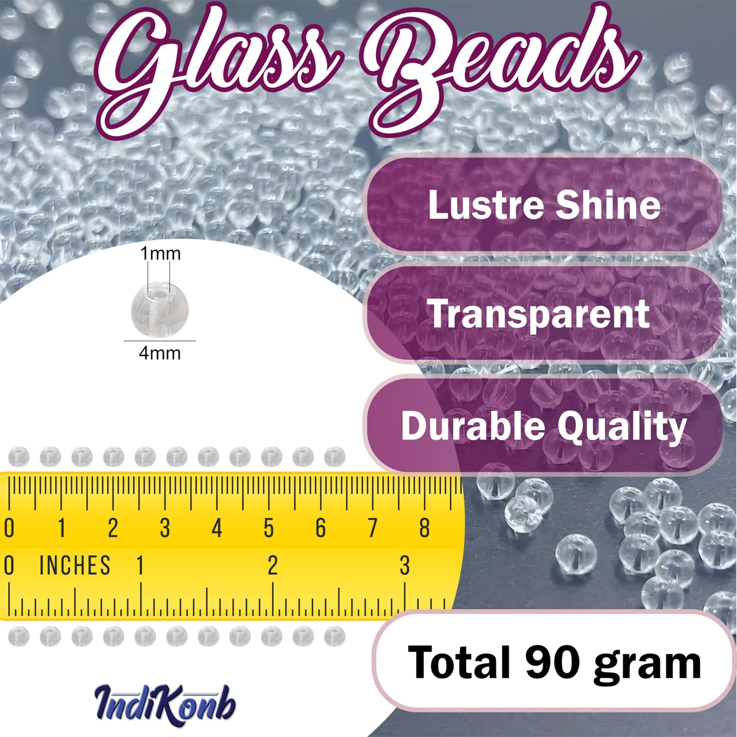 With transparent and multicolour 4mm beads, necklace making and DIY jewellery projects gets a handmade beadwork accent to handmade projects.