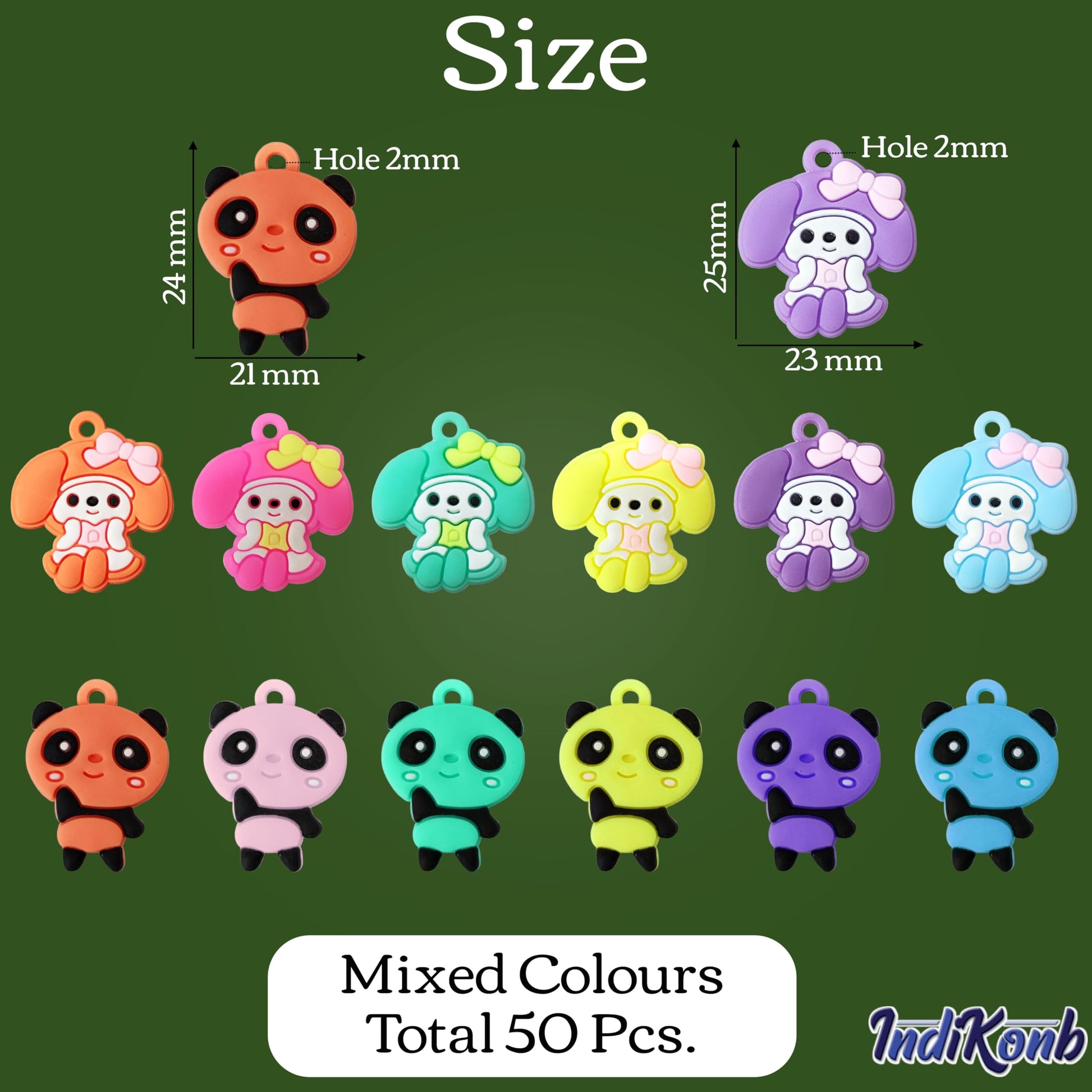 Use mix charm and multicolour 24 mm keychain rings to finish bag charms and craft accessories with a clean metal connector detail to handmade projects.
