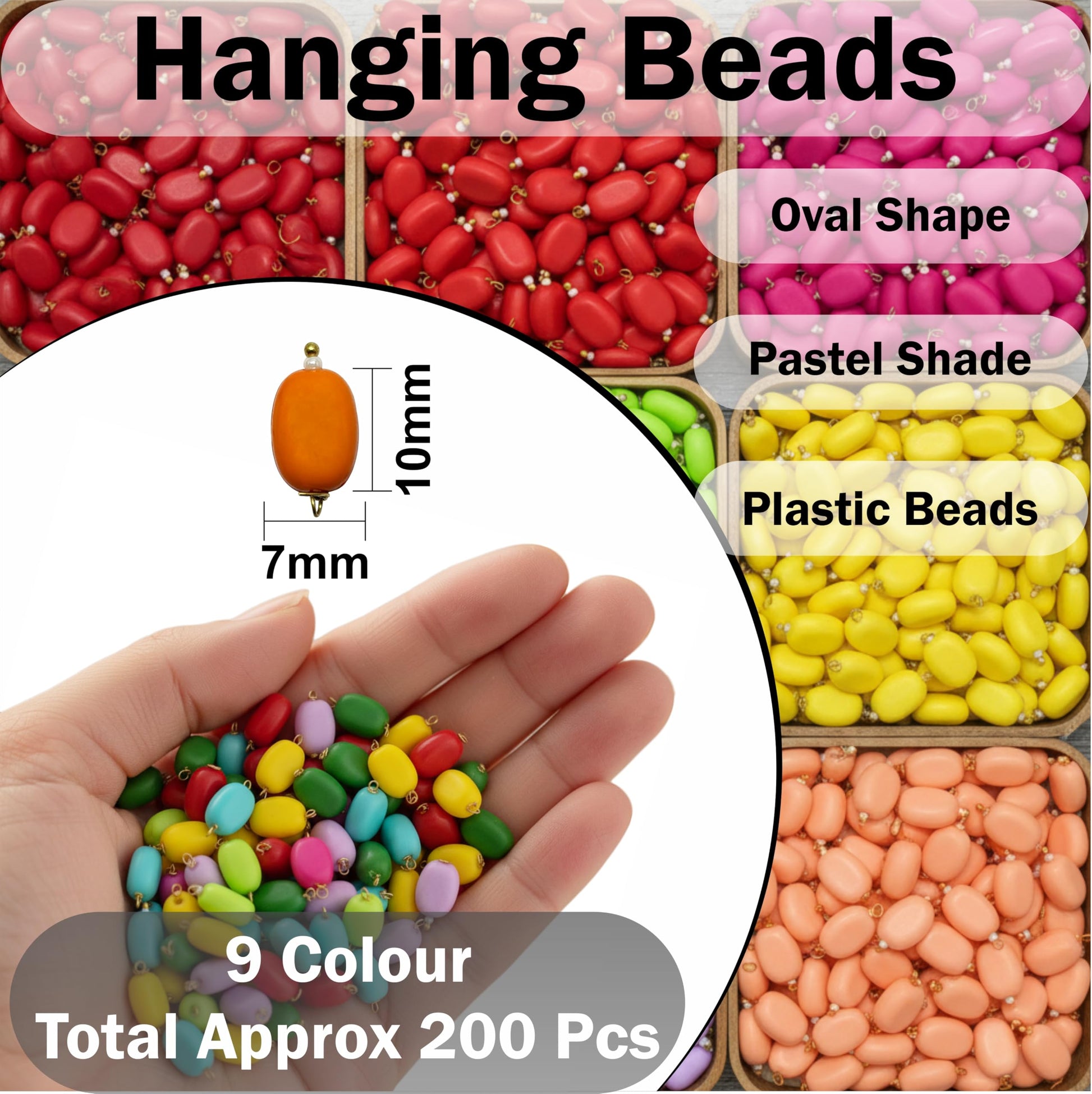 Let multicolour shiny saree kuchu bead drops add traditional shine to saree kuchu work and earring drops.