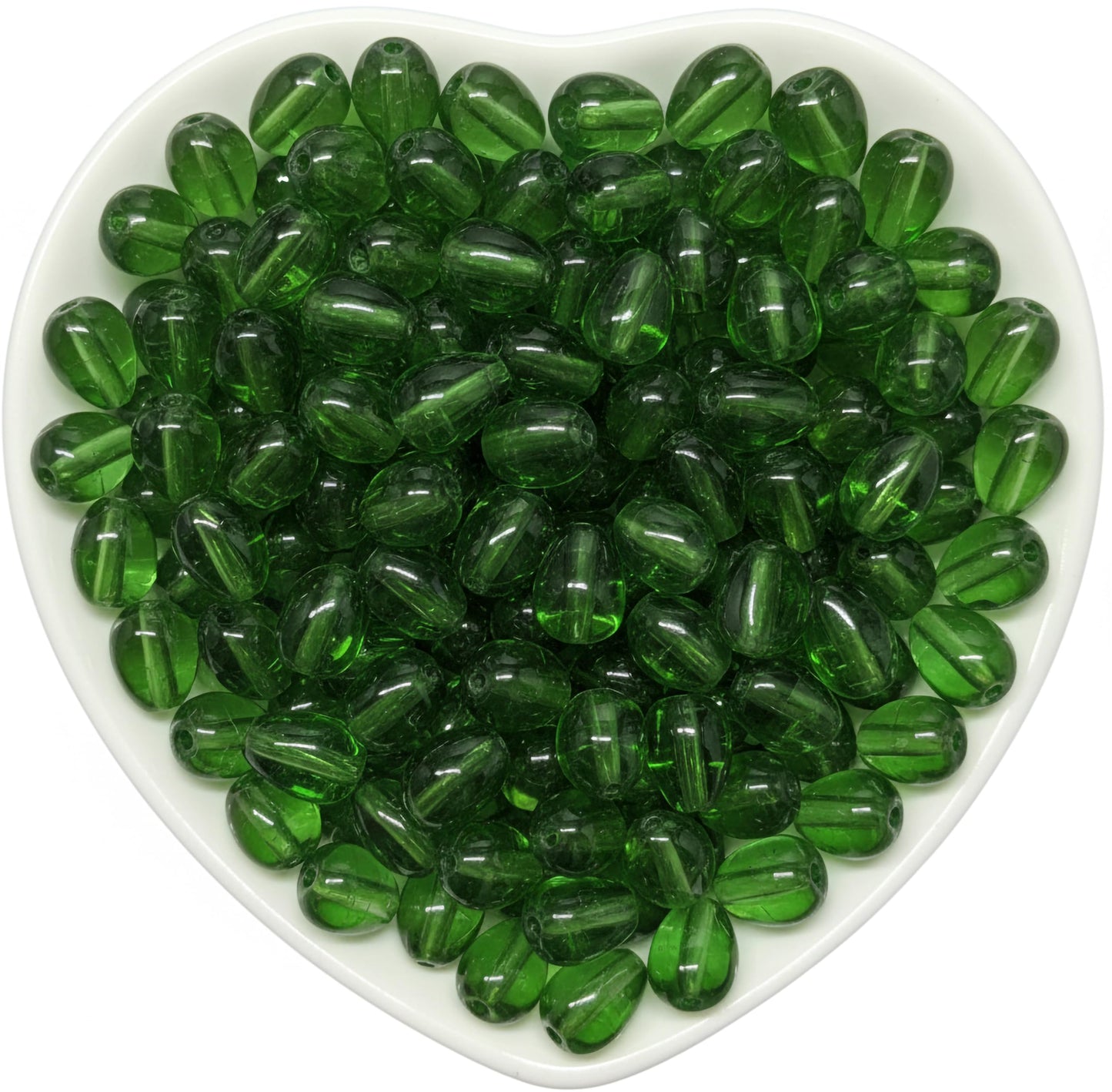 Bring a polished craft finish to DIY jewelry with 10x6mm dark green tiny glass drop beads.