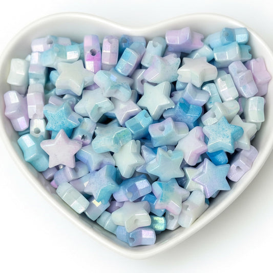 Star Beads for Bracelet Making, 10mm Plastic Star Shaped Cyan product image