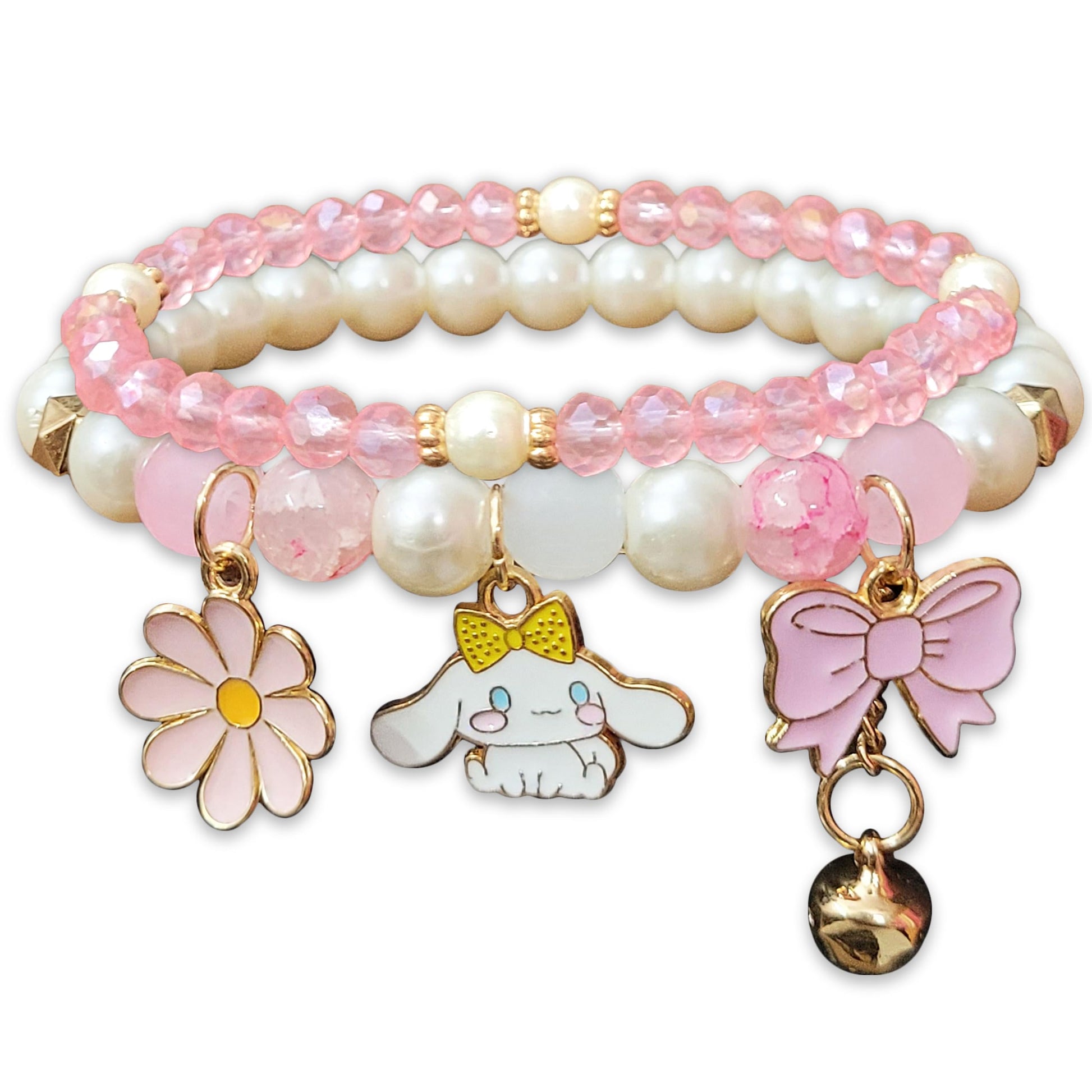 White pink crystal and pearl bracelet offers a stylish look for everyday styling, party wear and gifting.