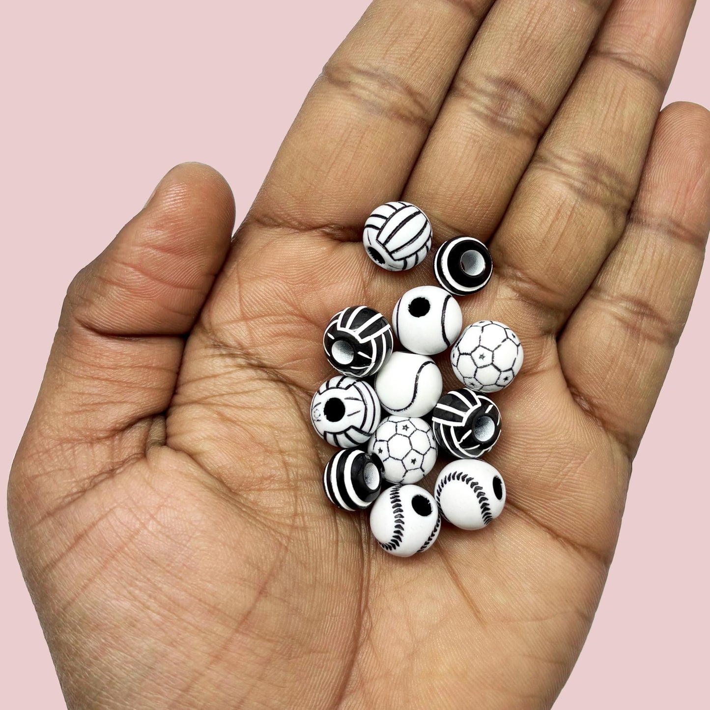 Black and White Sports Ball Beads for Jewelry Making Multicolor 1 image 4