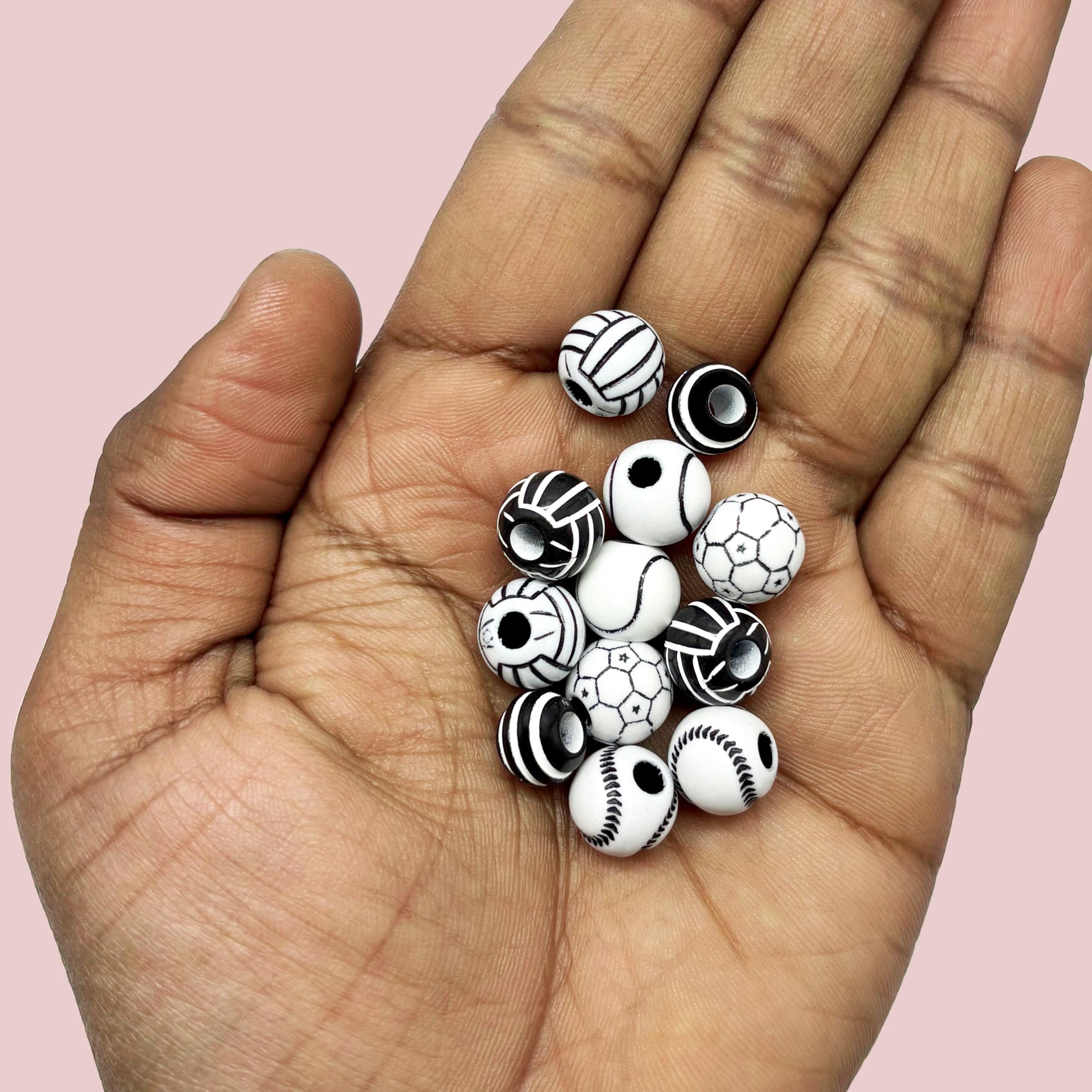 Black and White Sports Ball Beads for Jewelry Making Multicolor 1 image 4