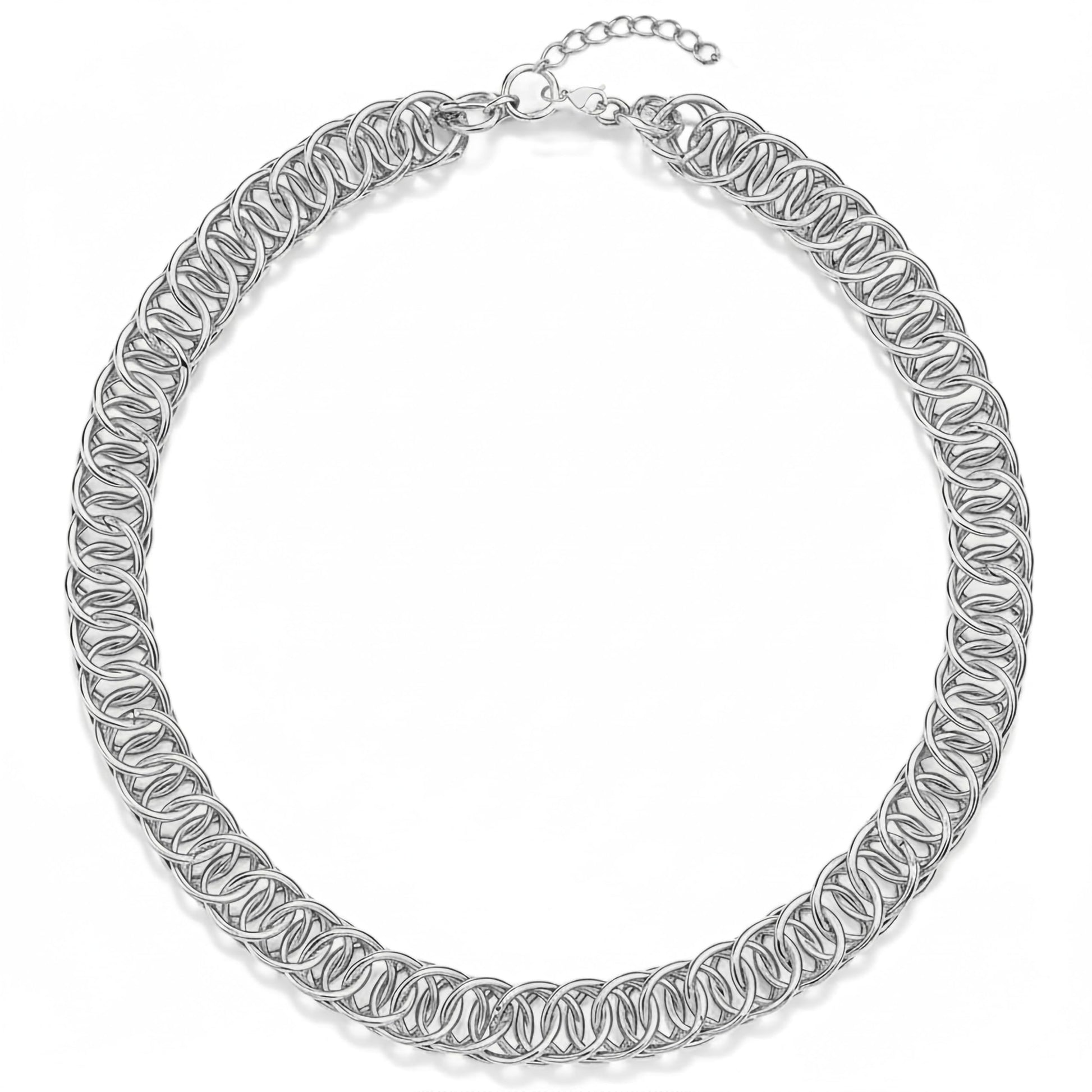 Build men's jewelry styling and boys necklace looks around woven metal linked metal chains.