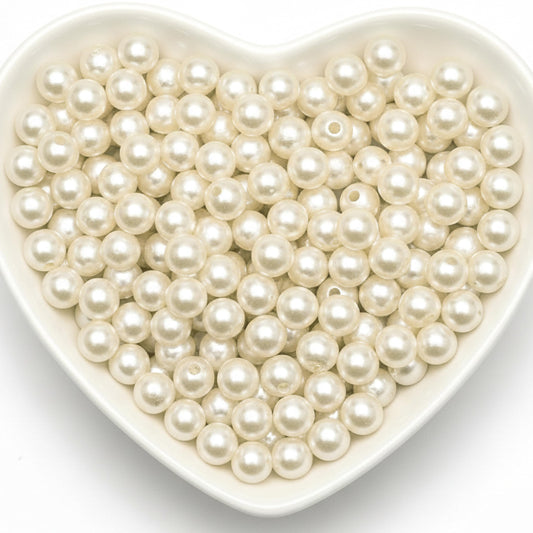 8mm White Pearl Beads for Jewellery Making Plastic Moti White 8MM product image