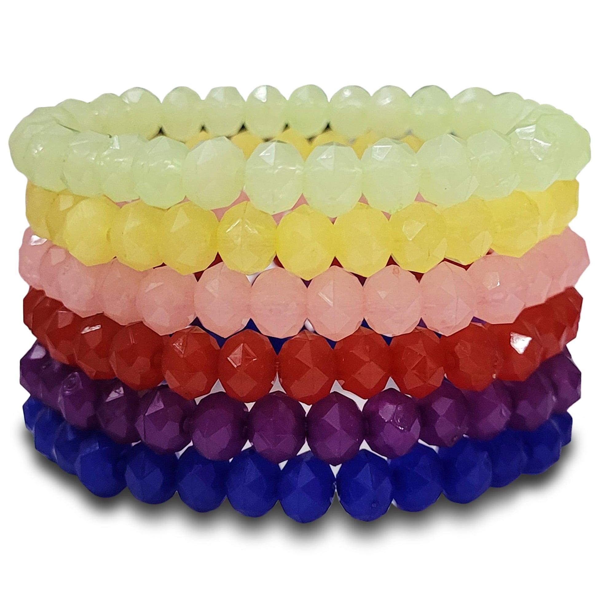 With multicolour and pastel glass and elastic bracelet, party wear gets a stylish wrist accent.