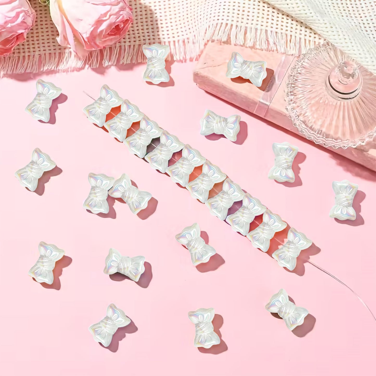 White DIY Phone Charm Making Kit with Beads and Charms. Packaging and contents image showing the full set for craft use.