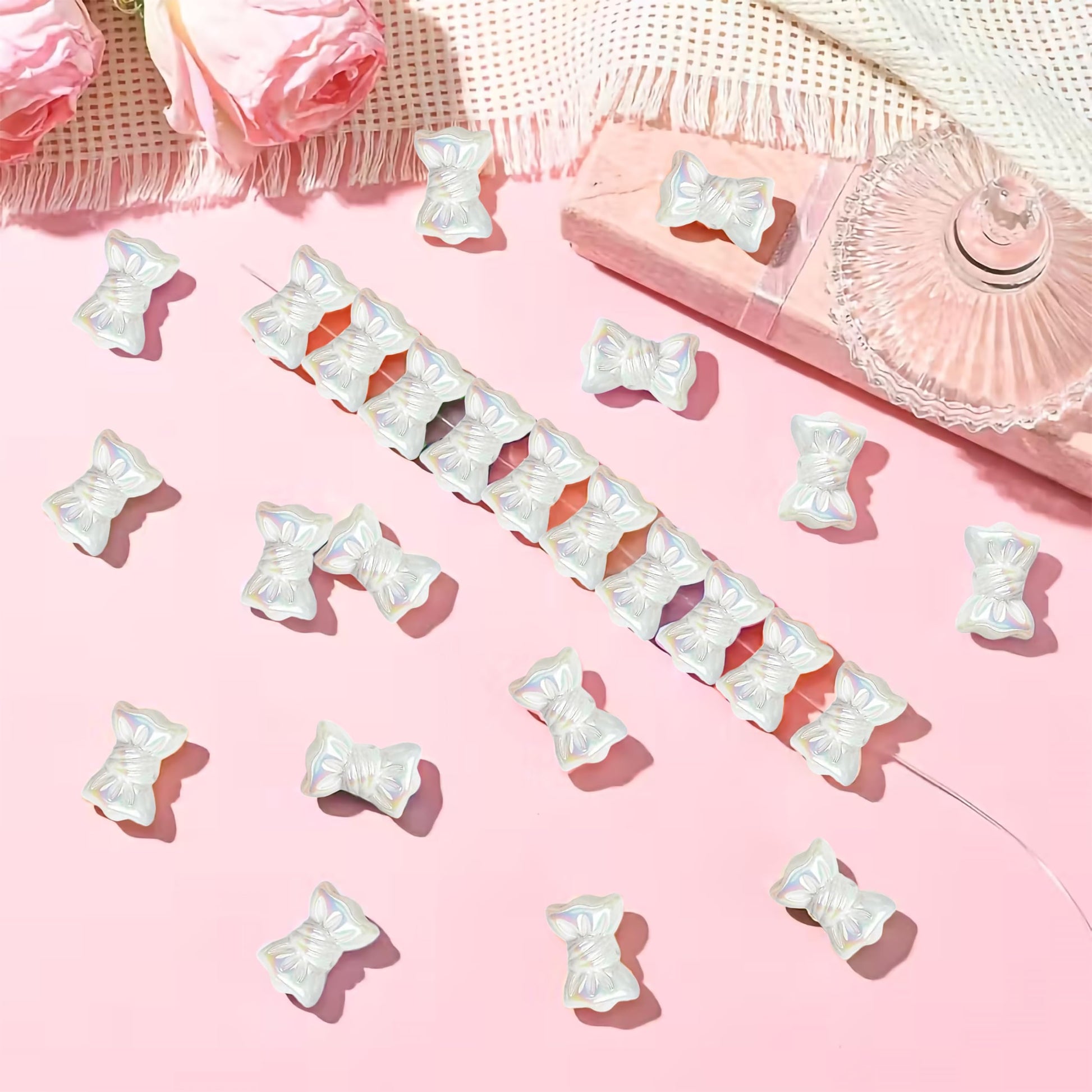 White DIY Phone Charm Making Kit with Beads and Charms. Packaging and contents image showing the full set for craft use.