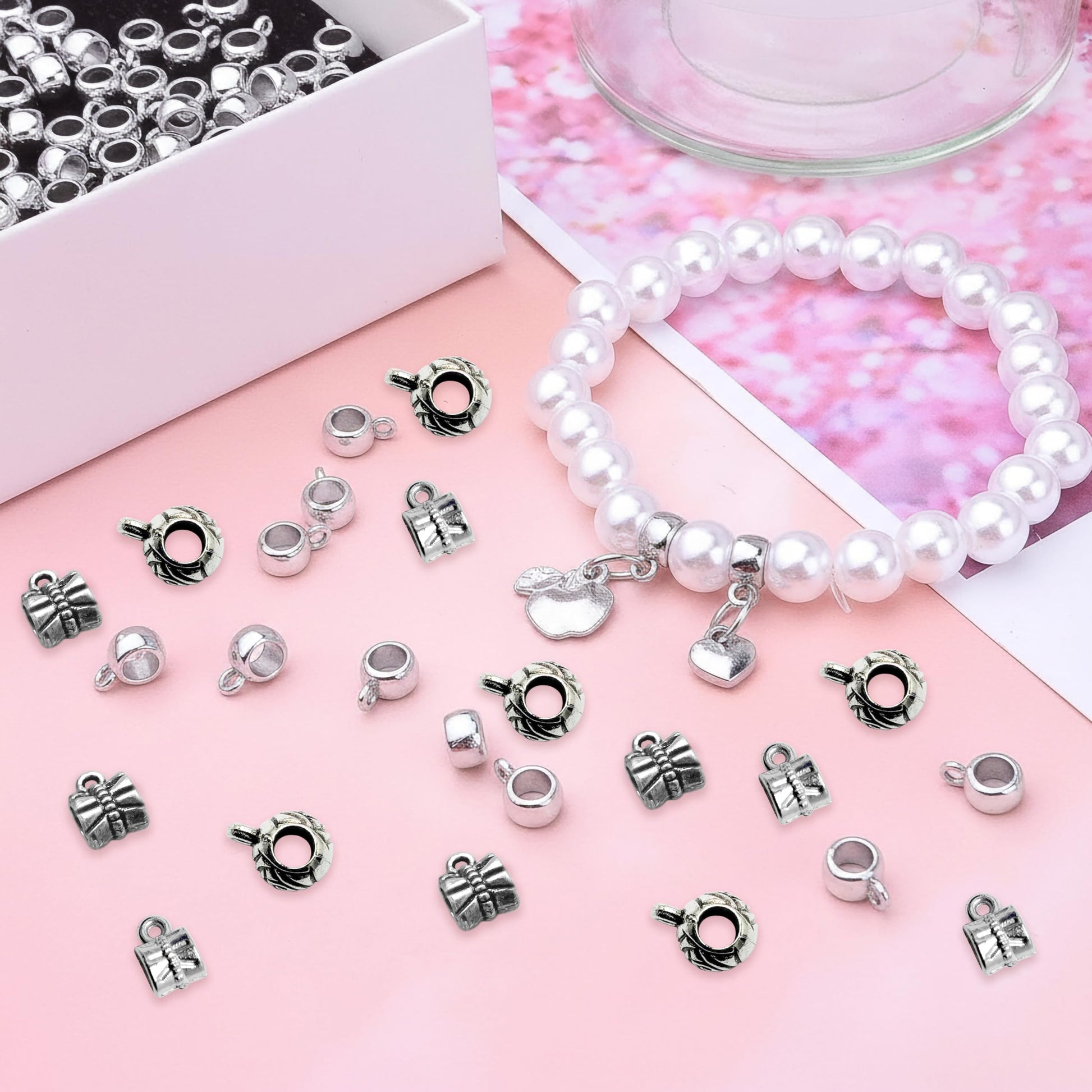 Oxidized Silver Jewellery Raw Material Set, Tibetan Spacer Combo image 3