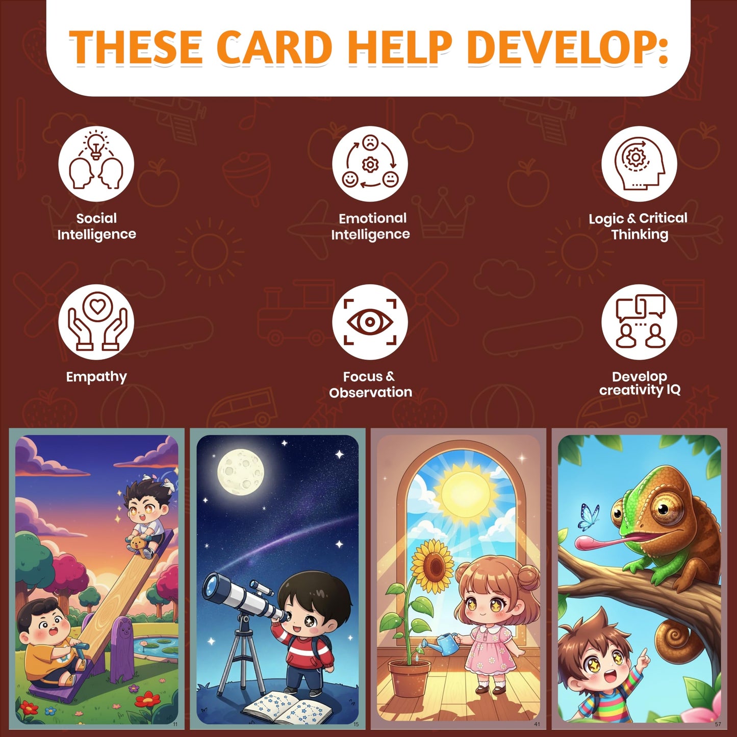 The Big 4 Science Conversation Cards for Kids. Alternate angle image showing product appearance and use.