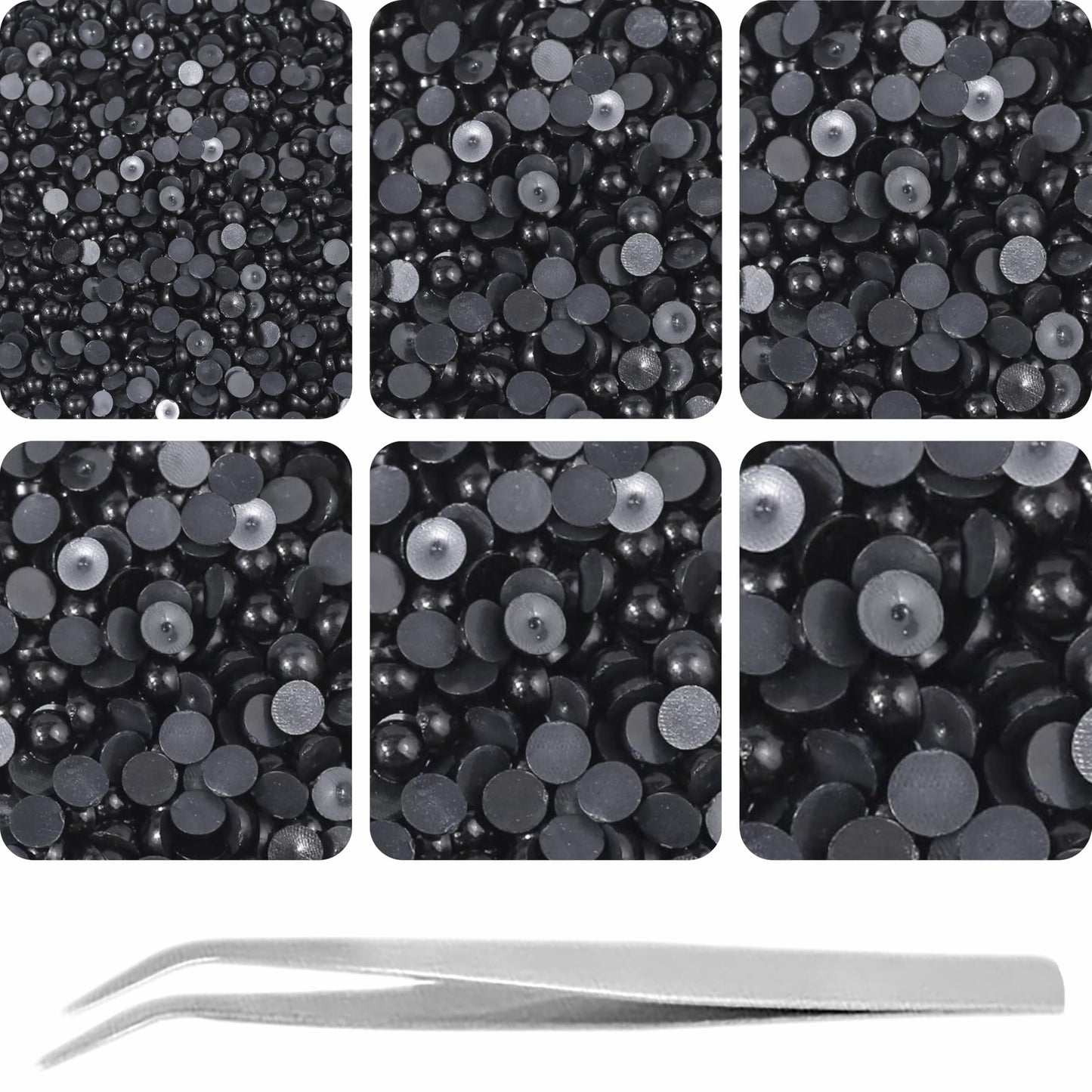 Bring polished texture into resin craft with black flatback pearls for phone case art.