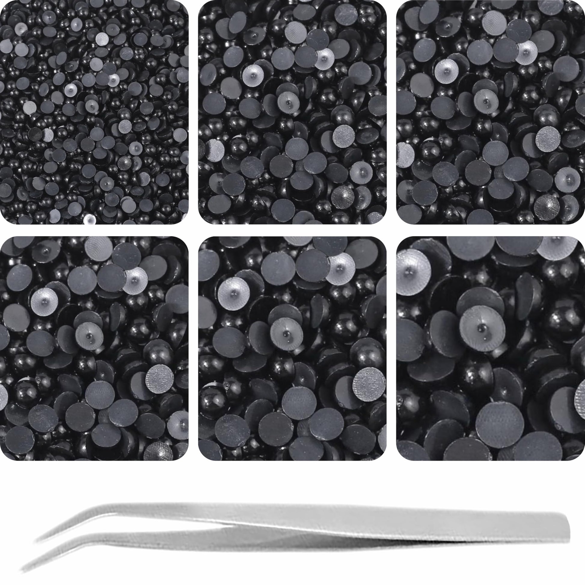 Bring polished texture into resin craft with black flatback pearls for phone case art.