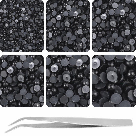 Bring polished texture into resin craft with black flatback pearls for phone case art.