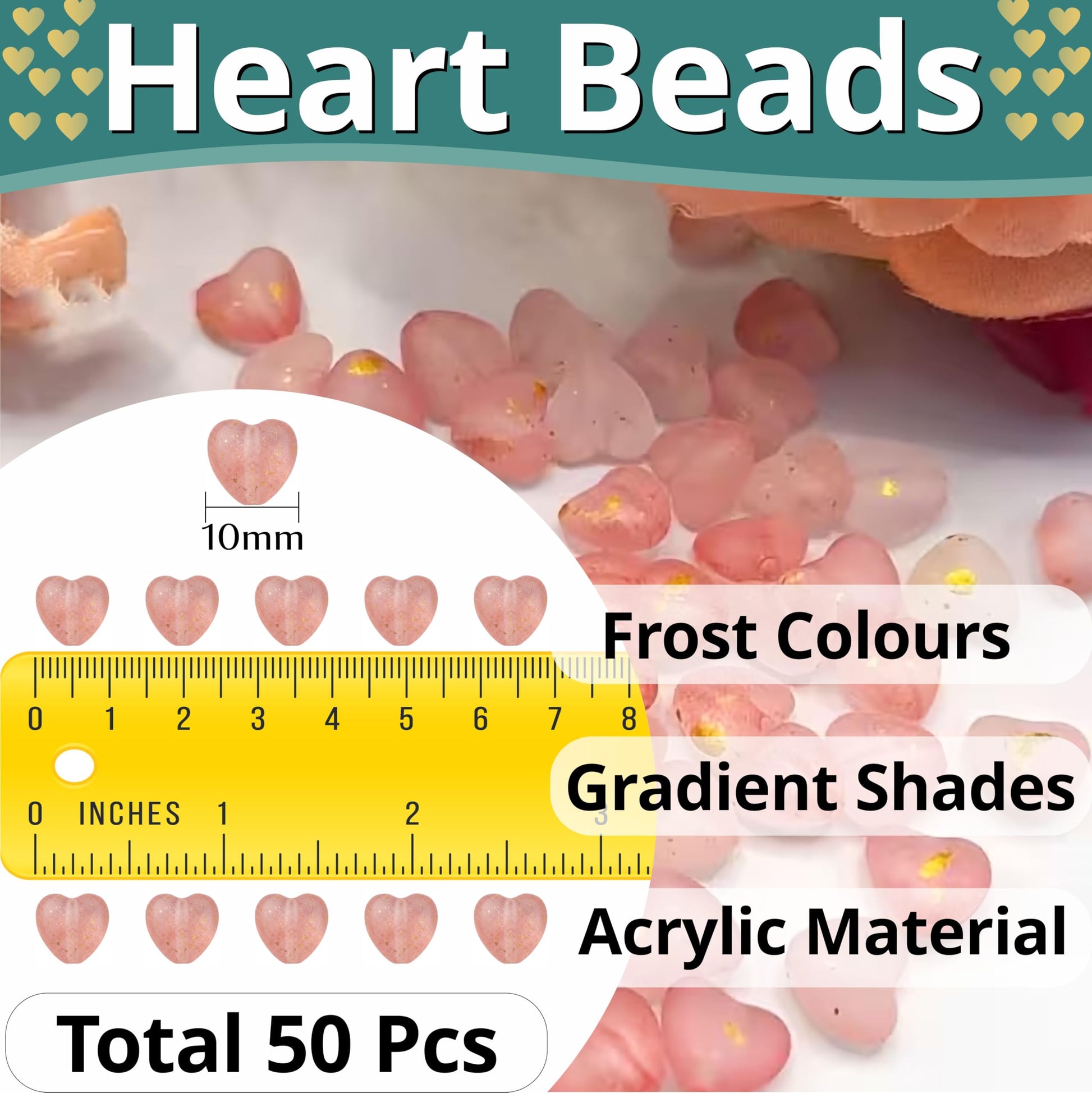 Use soft red foil heart bead charms to add clean detail to phone charm craft and DIY jewelry.