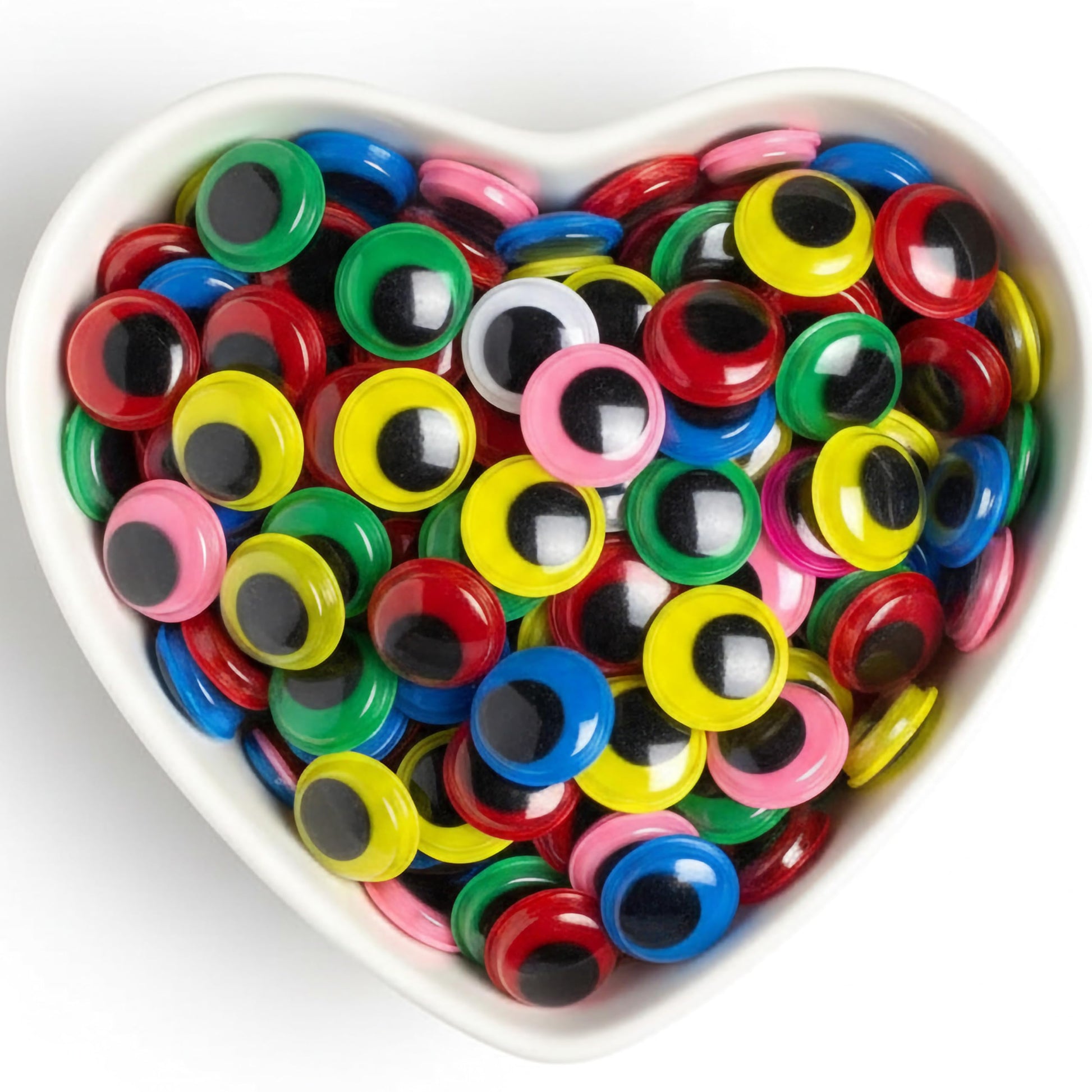 Create funny faces on dolls, posters and kids' projects using 15mm multicolor moving-pupil eyes.