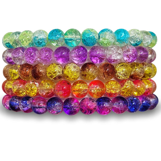 Multicolour glass and elastic bracelet helps shape a polished result for everyday styling, party wear and gifting.